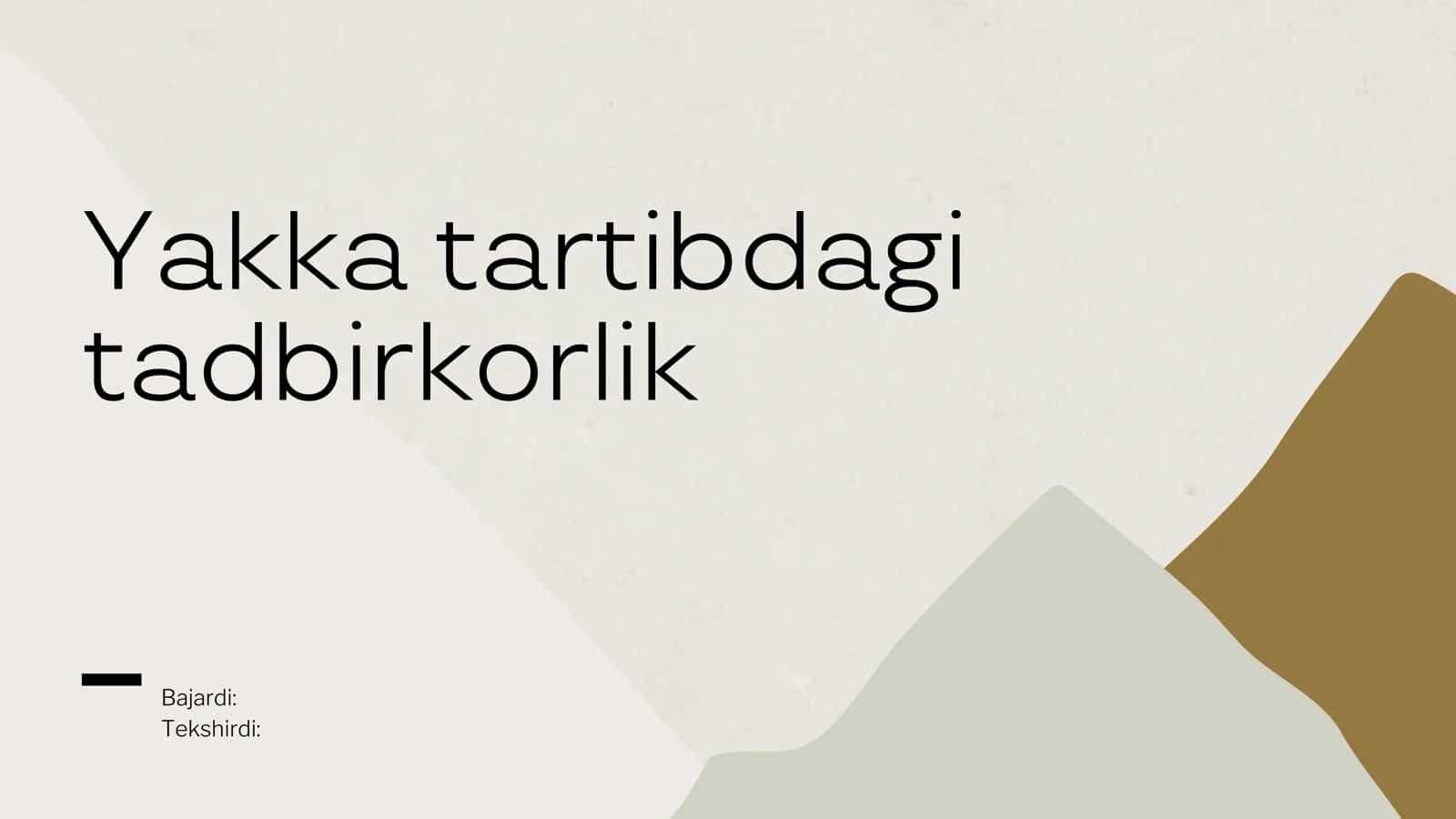 Yakka tartibdagi tadbirkorlik