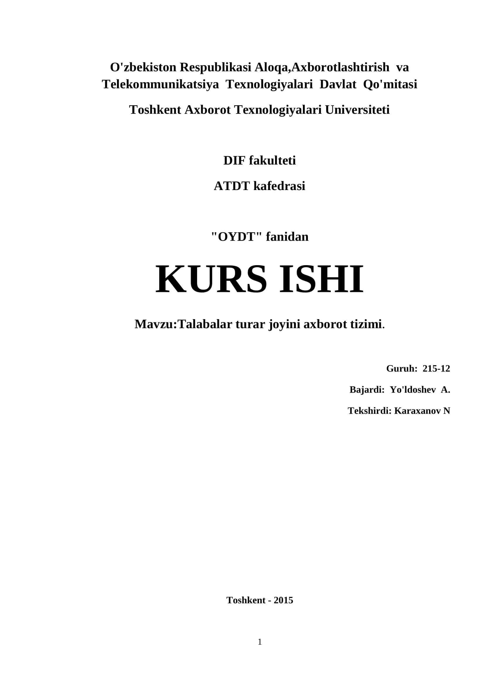 OYDT kurs ishi