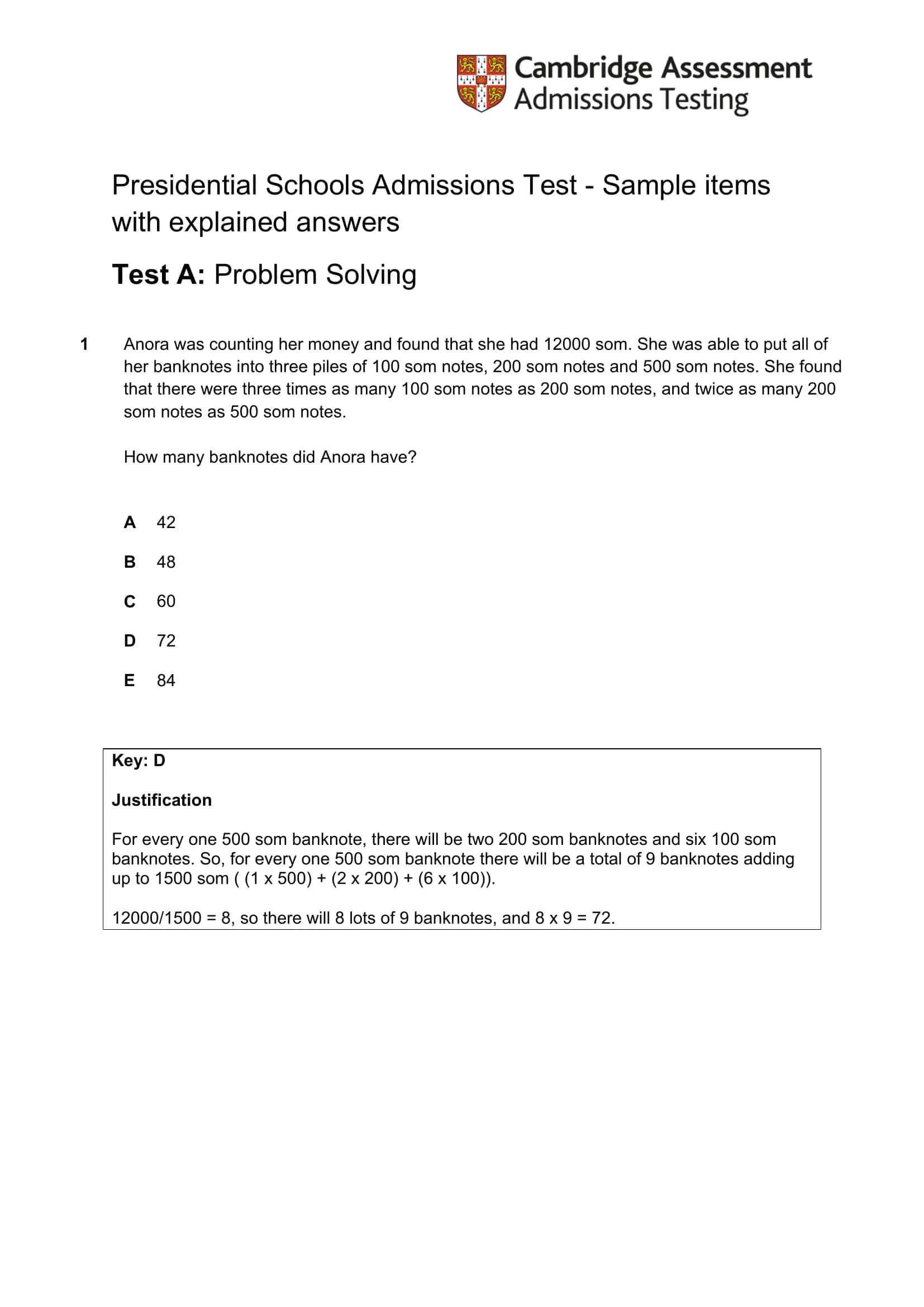 Presidential Schools Admissions Test