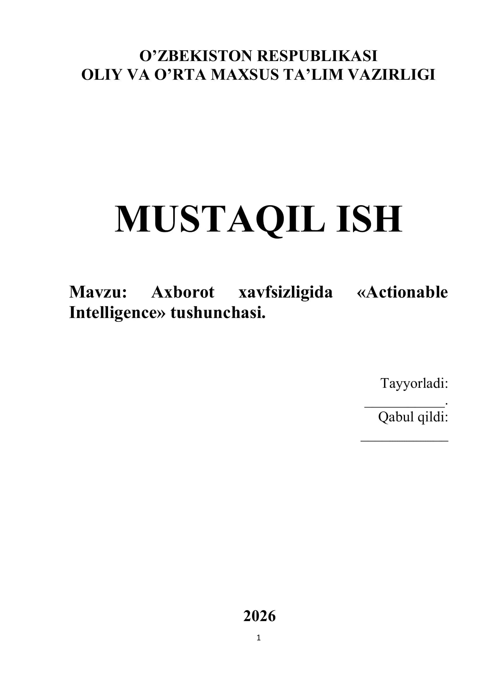 Actionable Intelligence