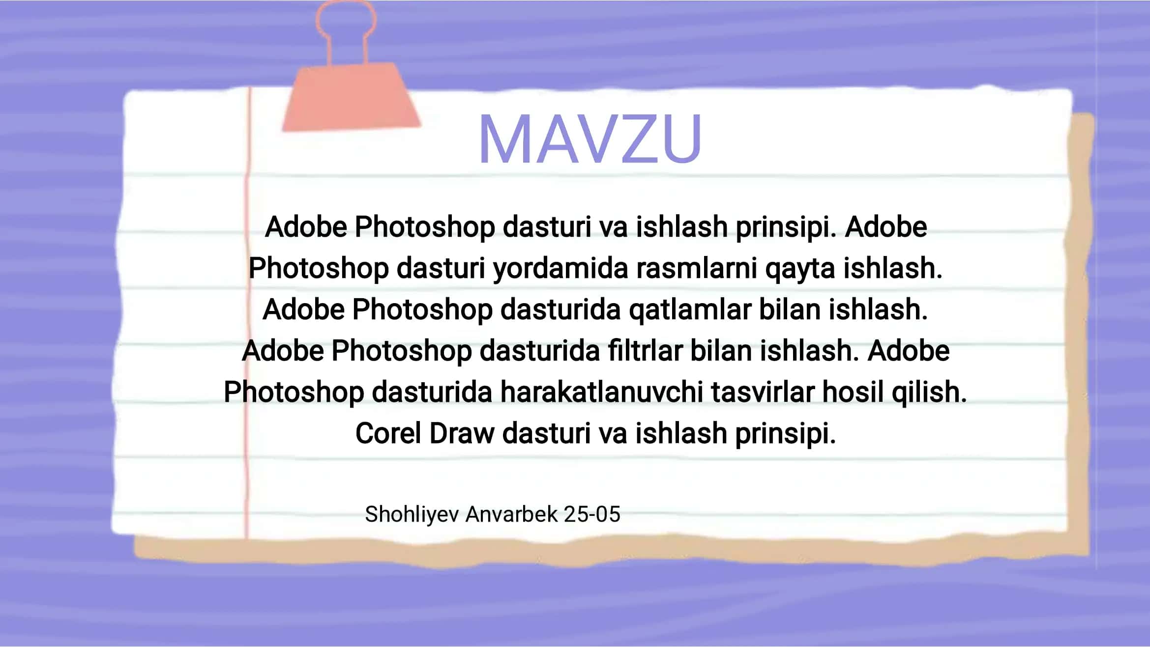 Adobe Photoshop dasturi va ishlash prinsipi