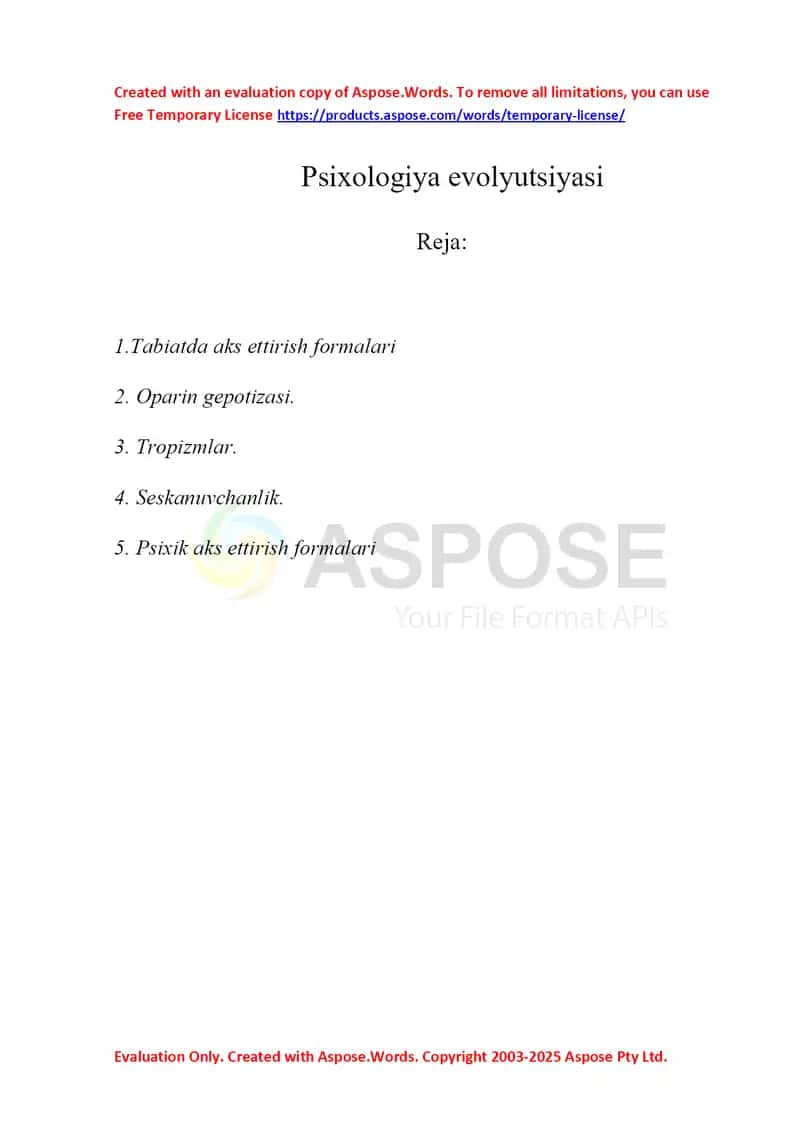 Psixologiya evalutsiyasi.