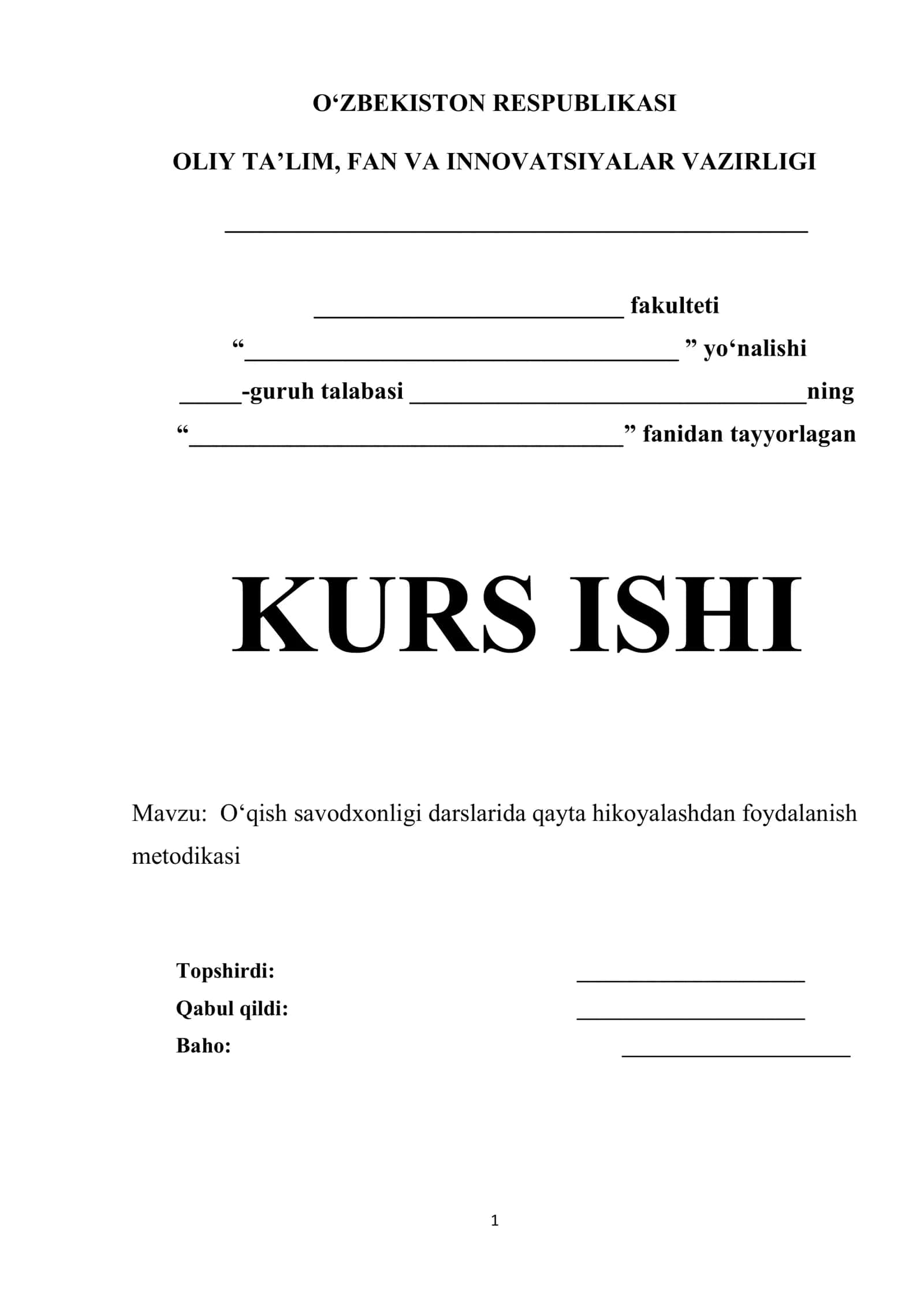 O‘qish savodxonligi darslarida qayta hikoyalashdan foydalanish metodikasi