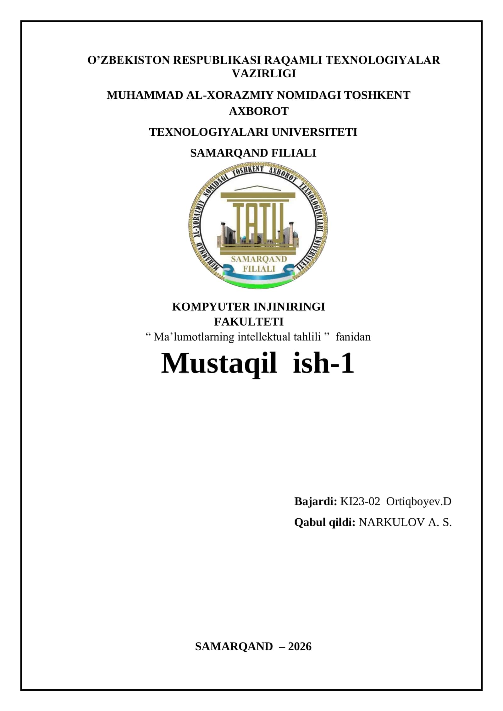 Ma’lumotlarning intellektual tahlili