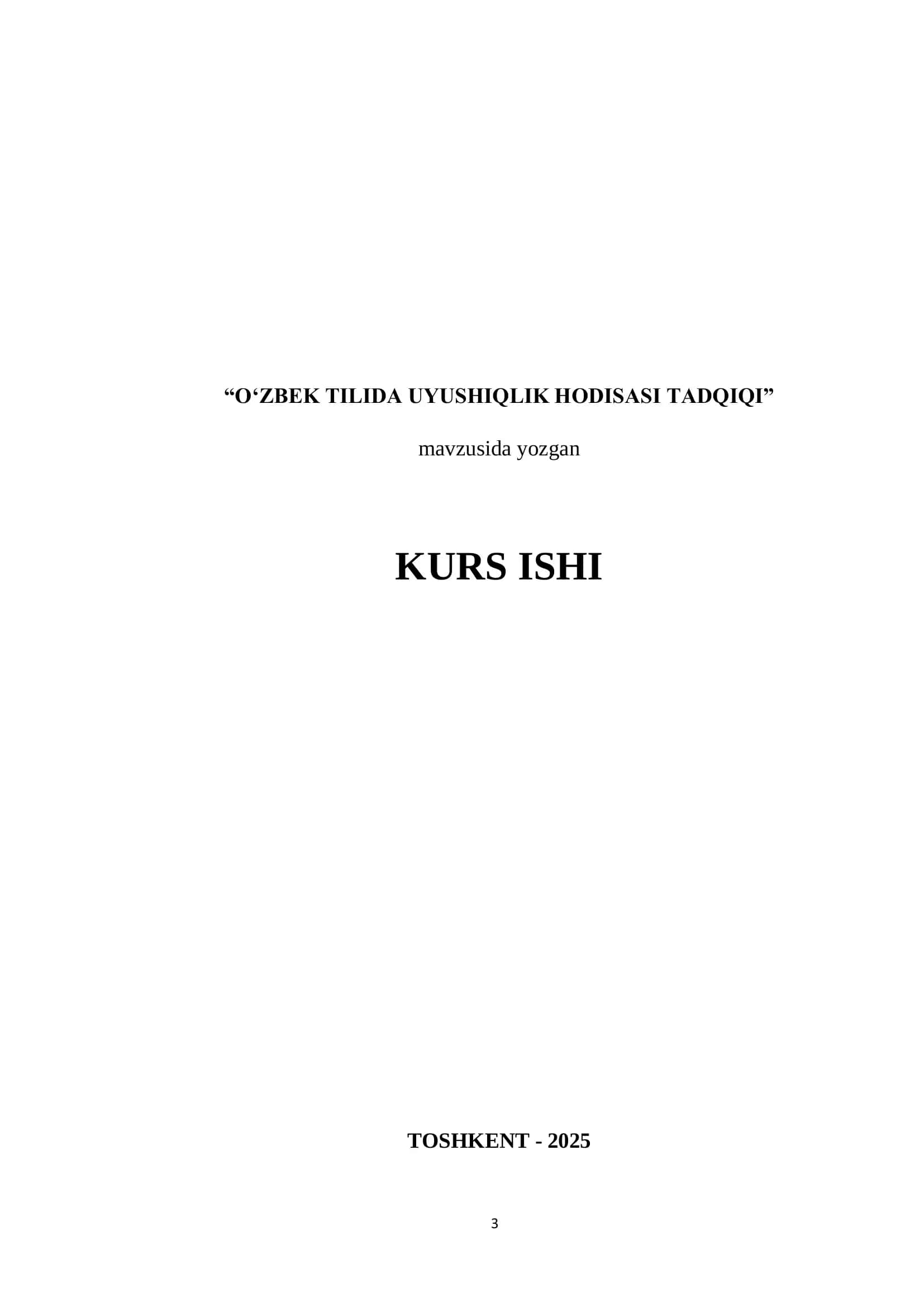 O‘ZBEK TILIDA UYUSHIQLIK HODISASI TADQIQI