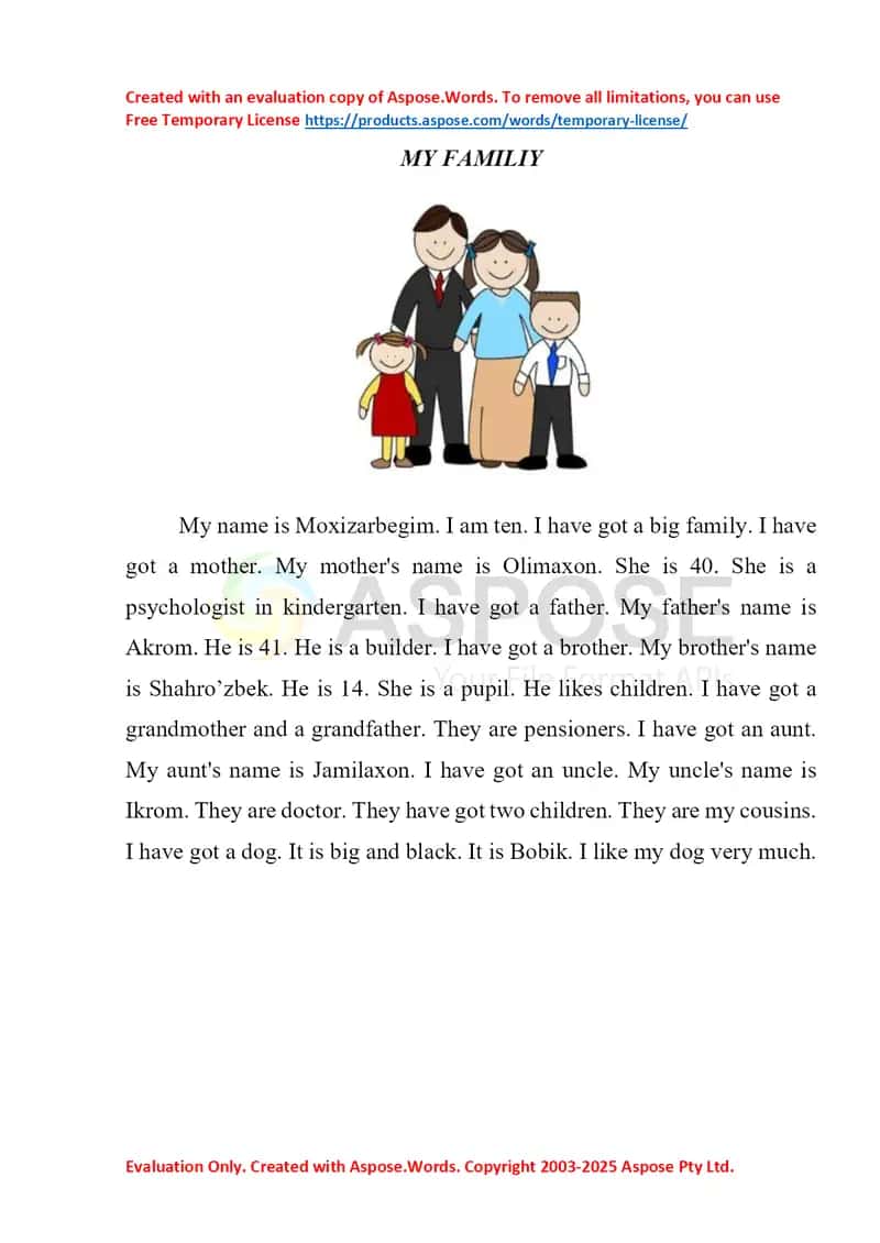 Describe picture: My Family & Brother and Sister taqdimoti