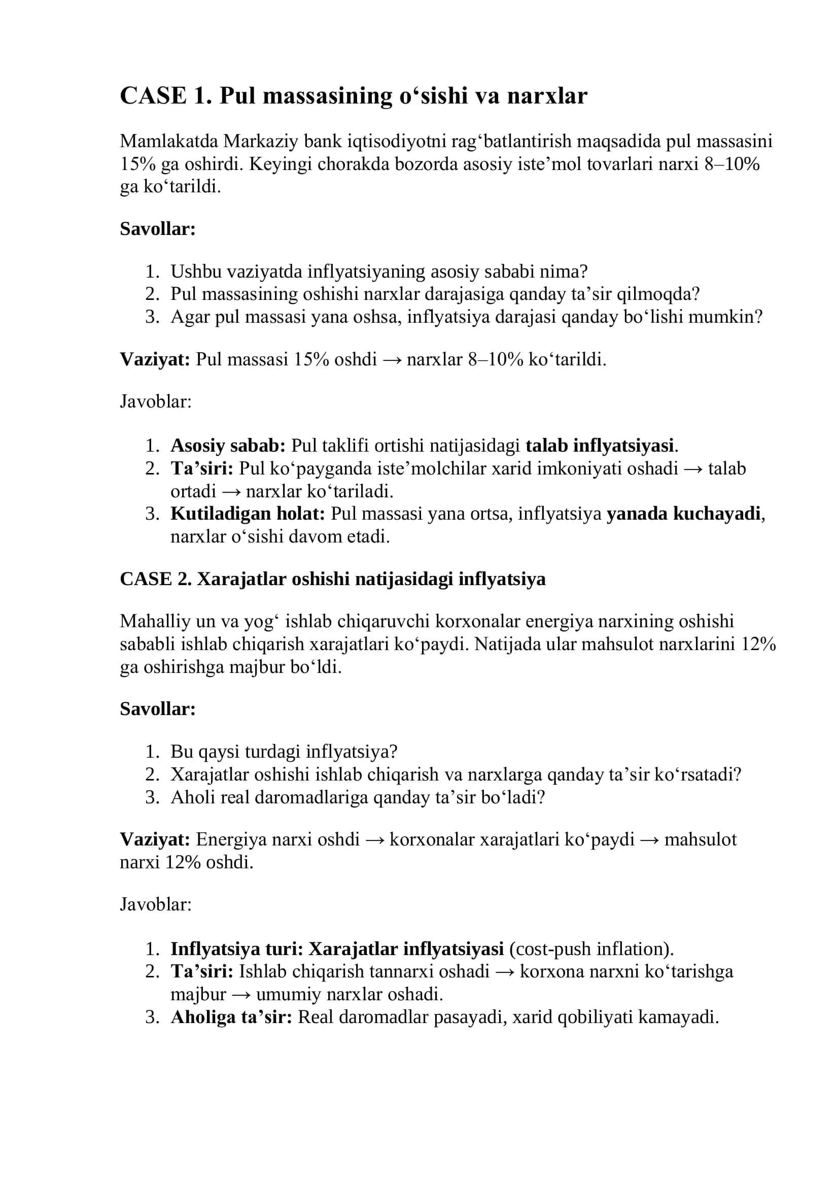 Xarajatlar oshishi natijasidagi inflyatsiya
