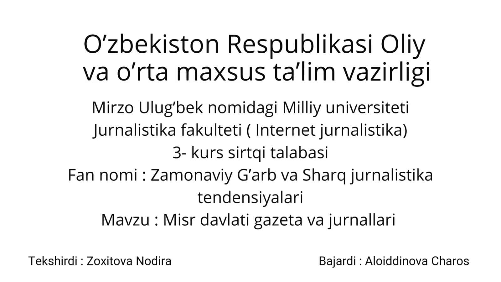 Misr davlati gazeta va jurnallari