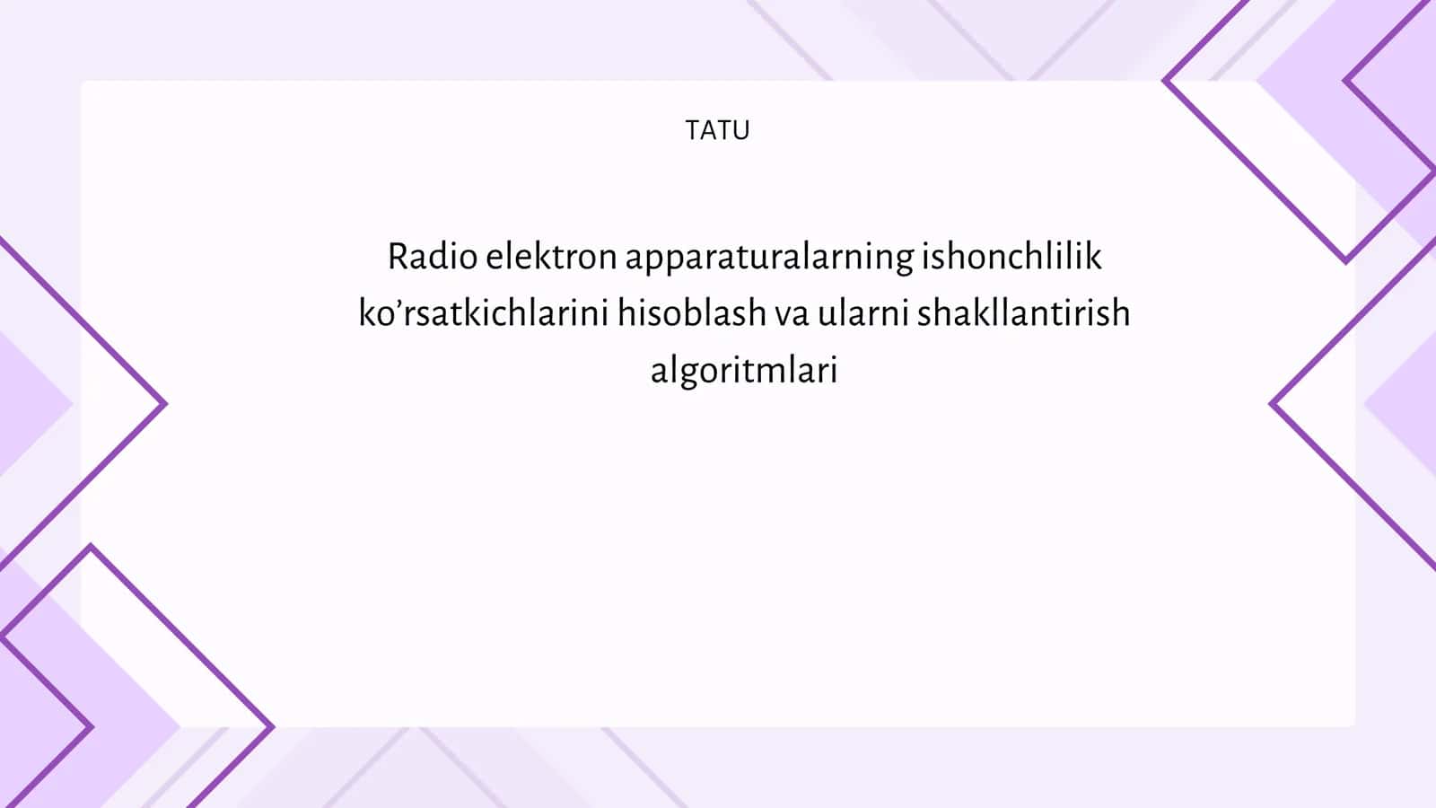 Radio elektron apparaturalarning ishonchlilik ko'rsatkichlari