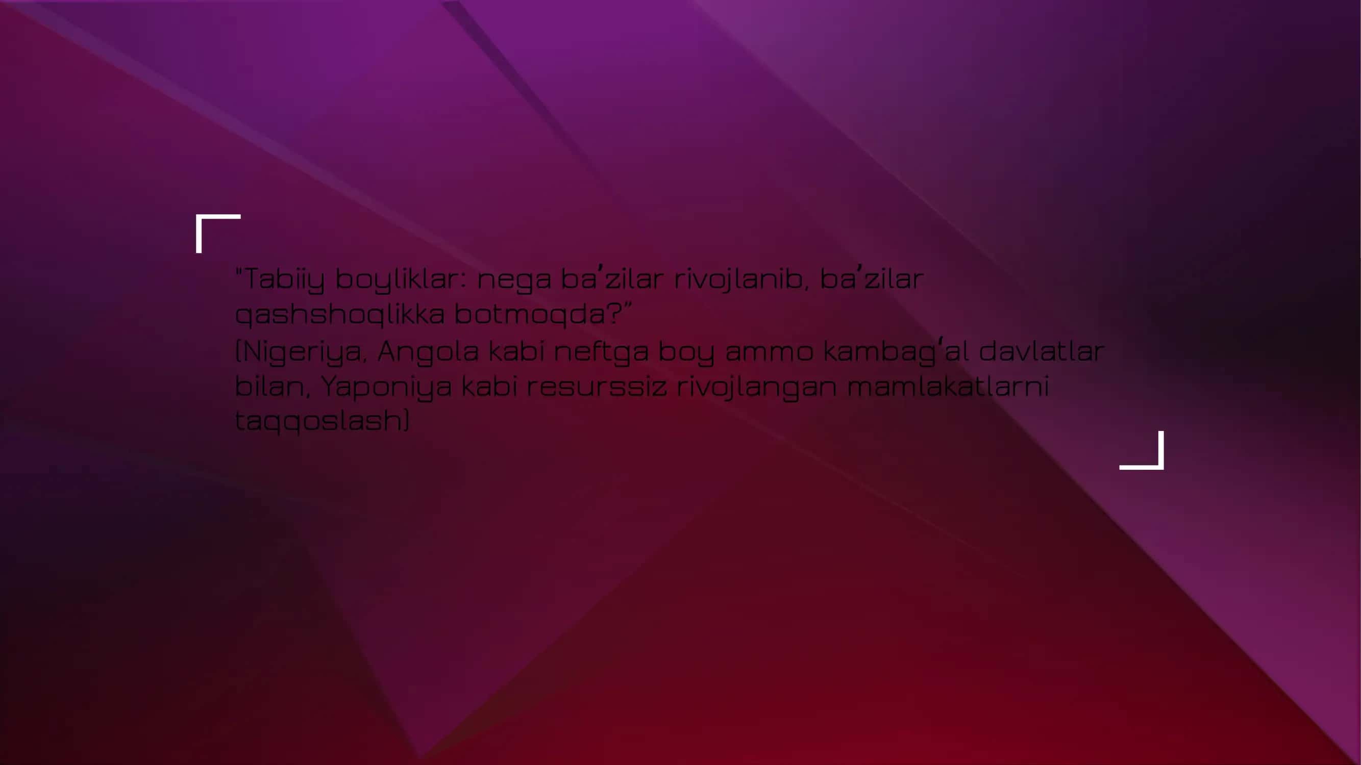 Resurs la'nati (Resource Curse) nazariyasi