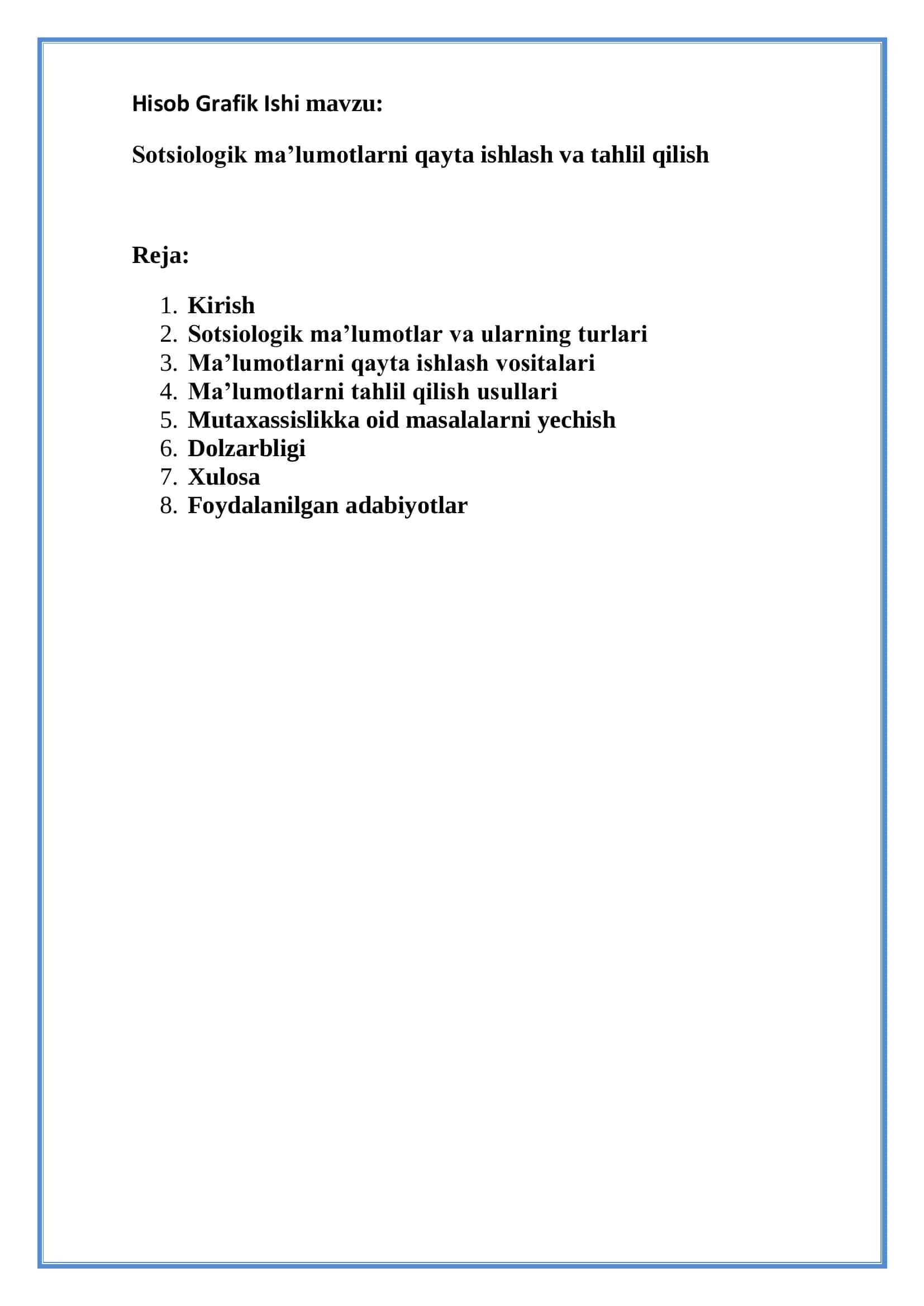 Hisob Grafik Ishi