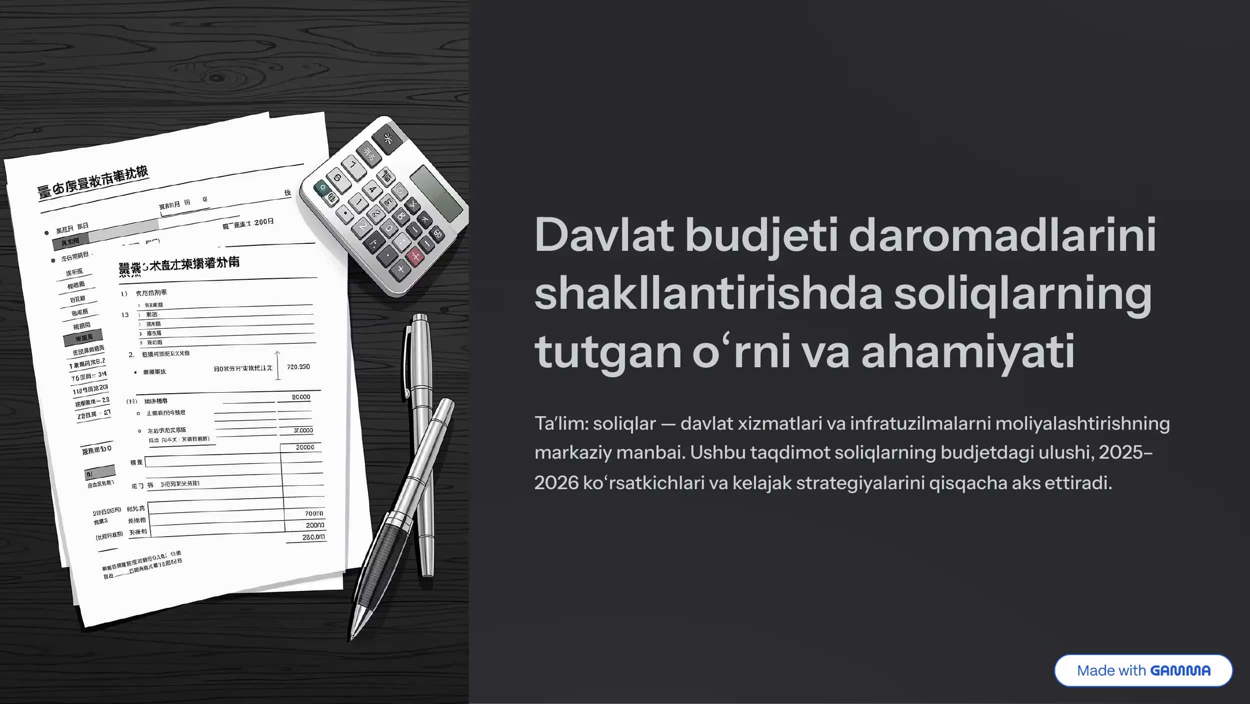 Davlat budjeti daromadlarini shakllantirishda soliqlarning tutgan oʻrni va ahamiyati