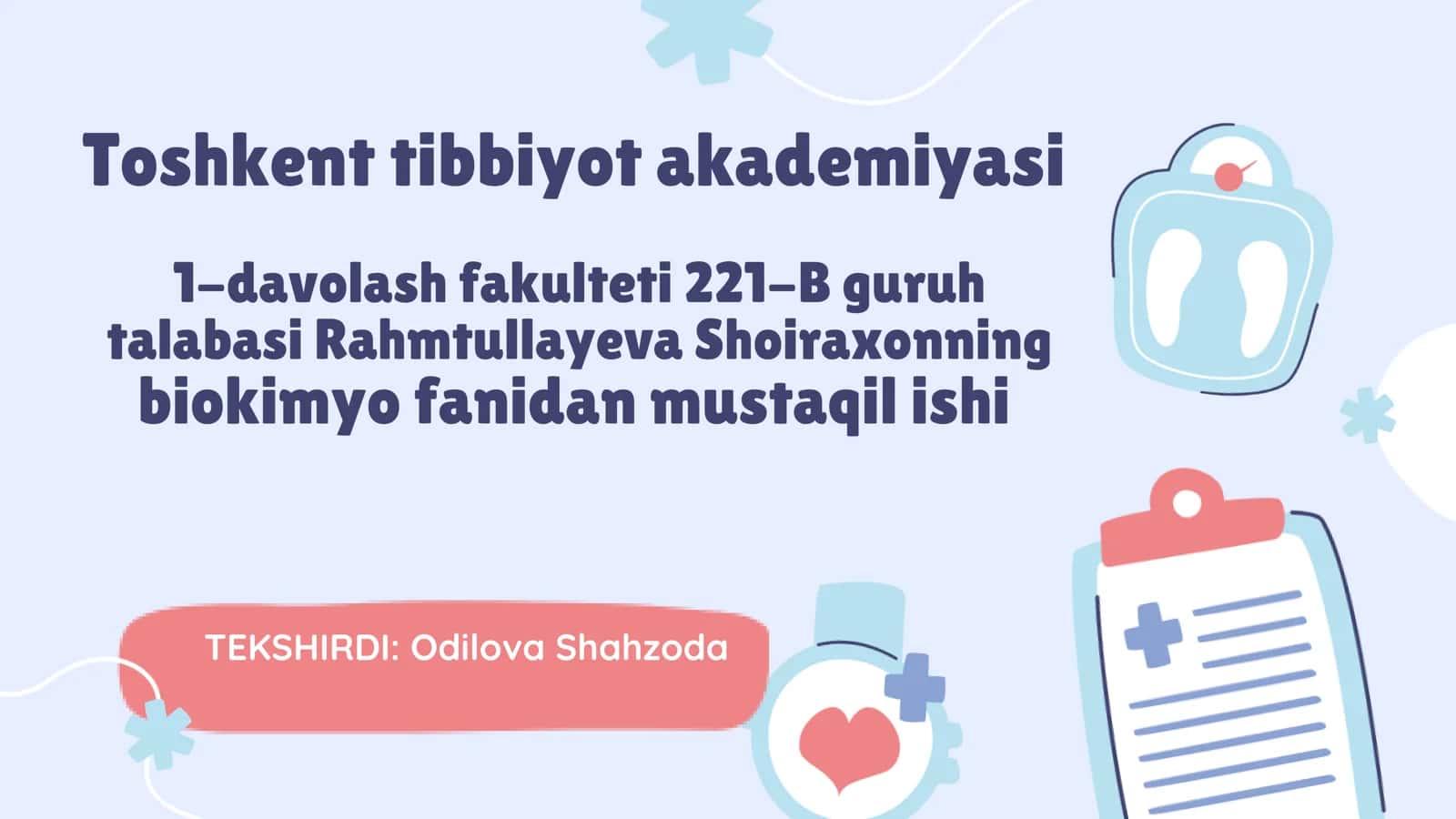 Biokimyo fanidan mustaqil ishi