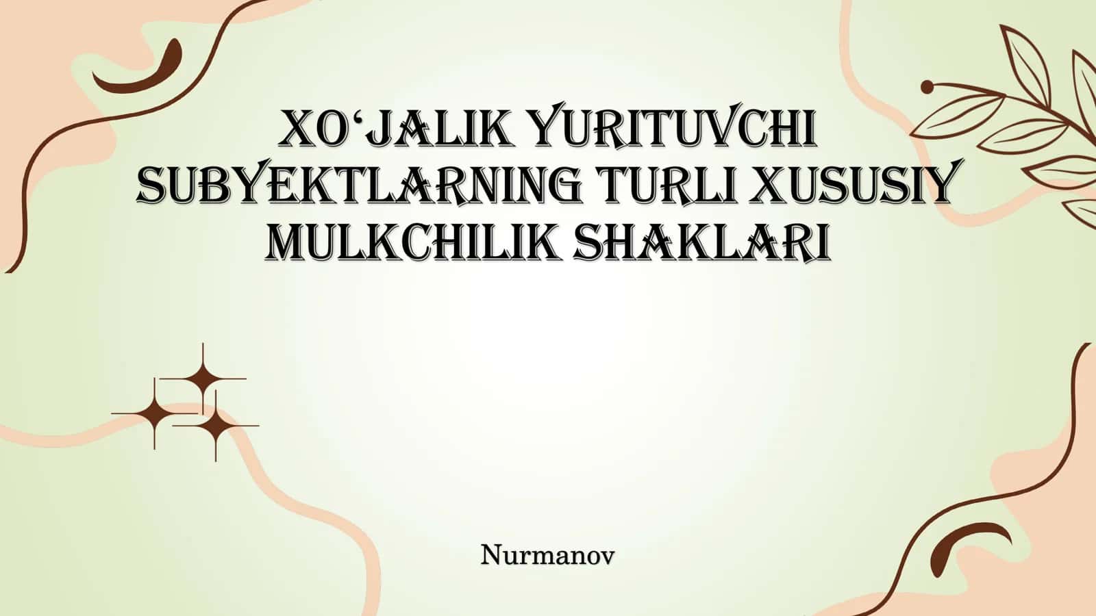 Xo'jalik yurituvchi subyektlarning turli xususiy mulkchilik shaklari