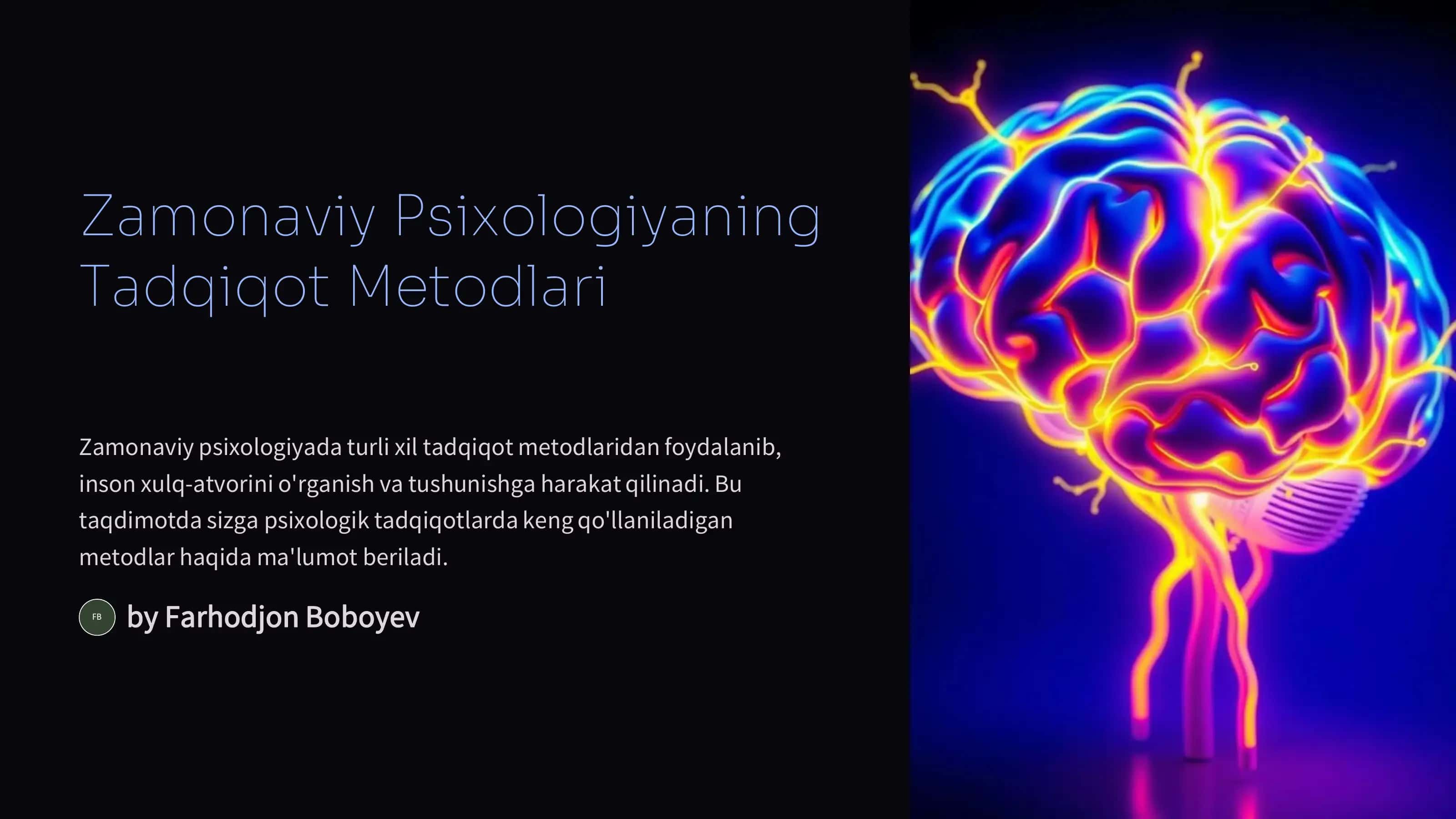 Zamonaviy Psixologiyaning Tadqiqot Metodlari