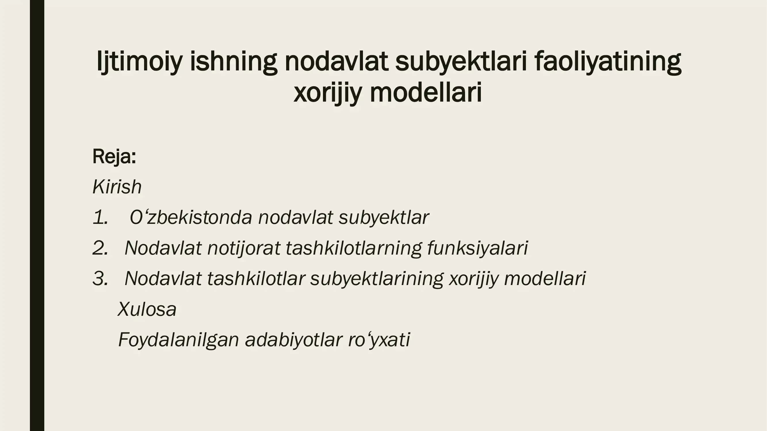Ijtimoiy ishning nodavlat subyektlari faoliyatining xorijiy modellari