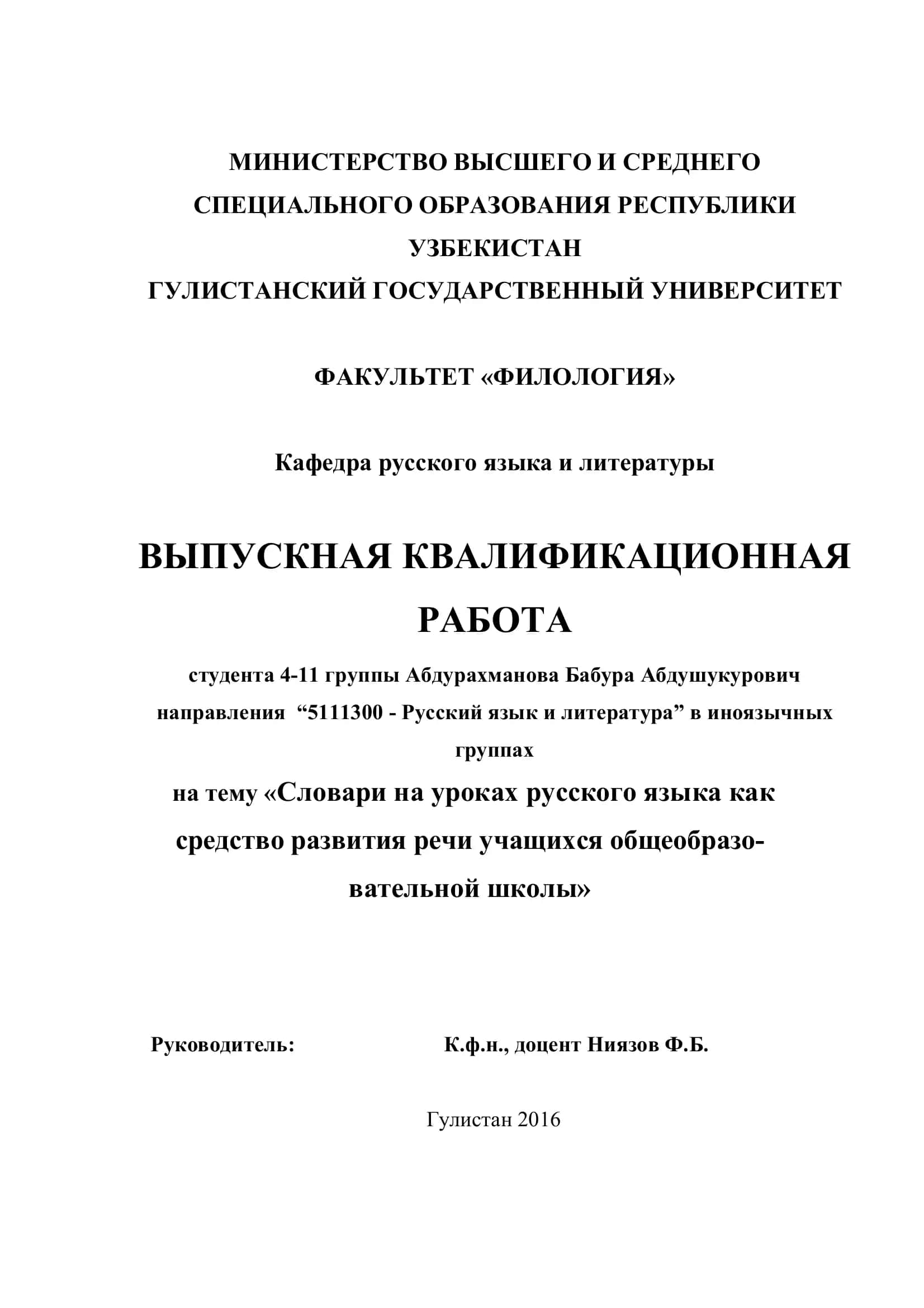 Выпускная квалификационная работа