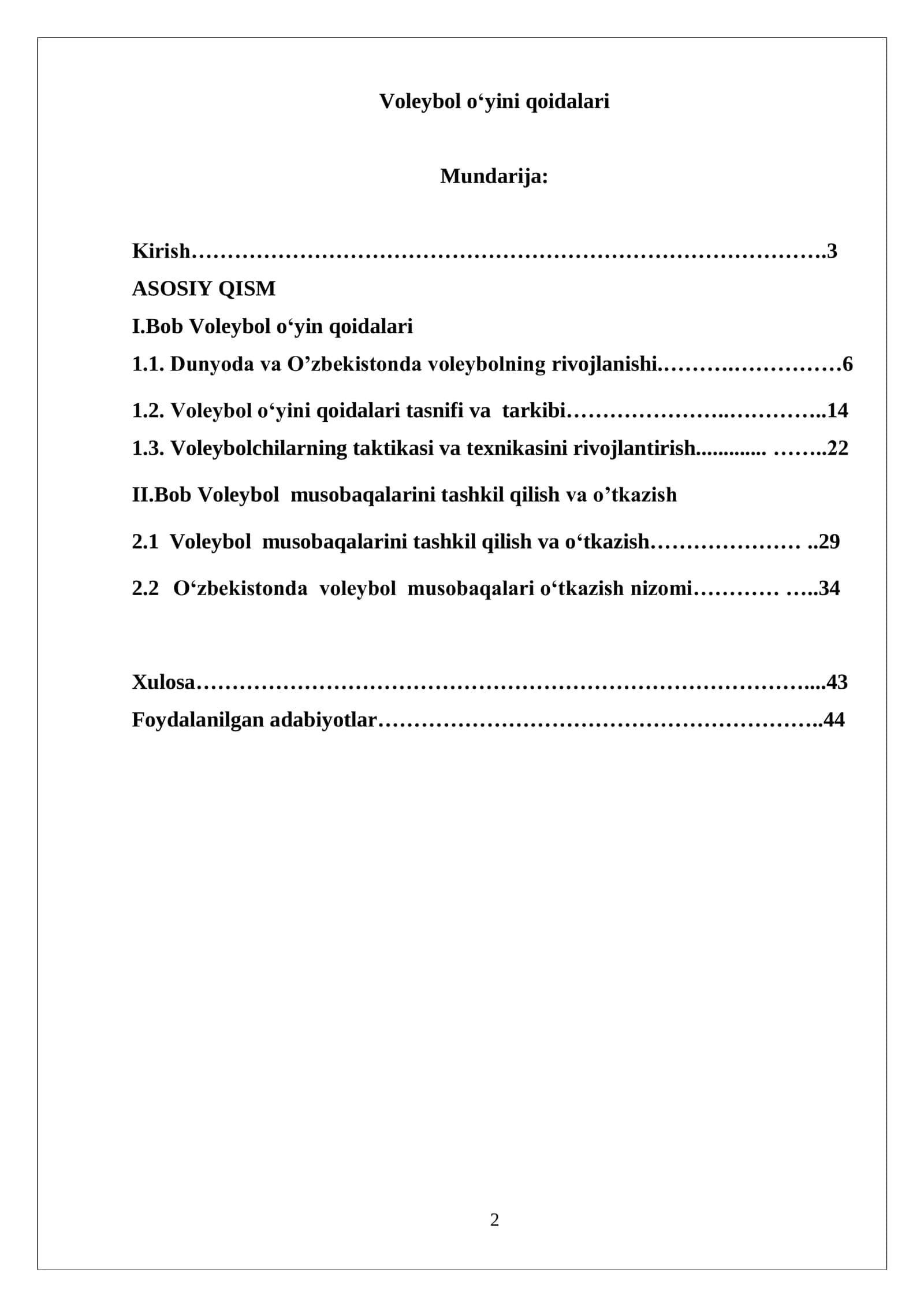 Voleybol o‘yini qoidalari