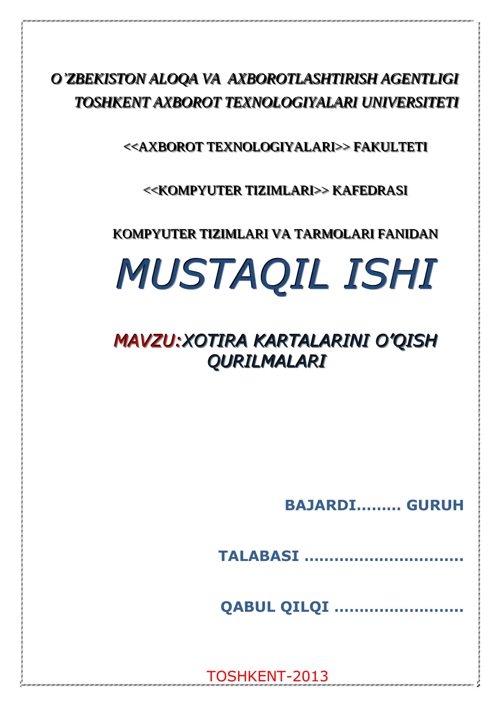 Xotira kartalarini o’qish qurilmalari