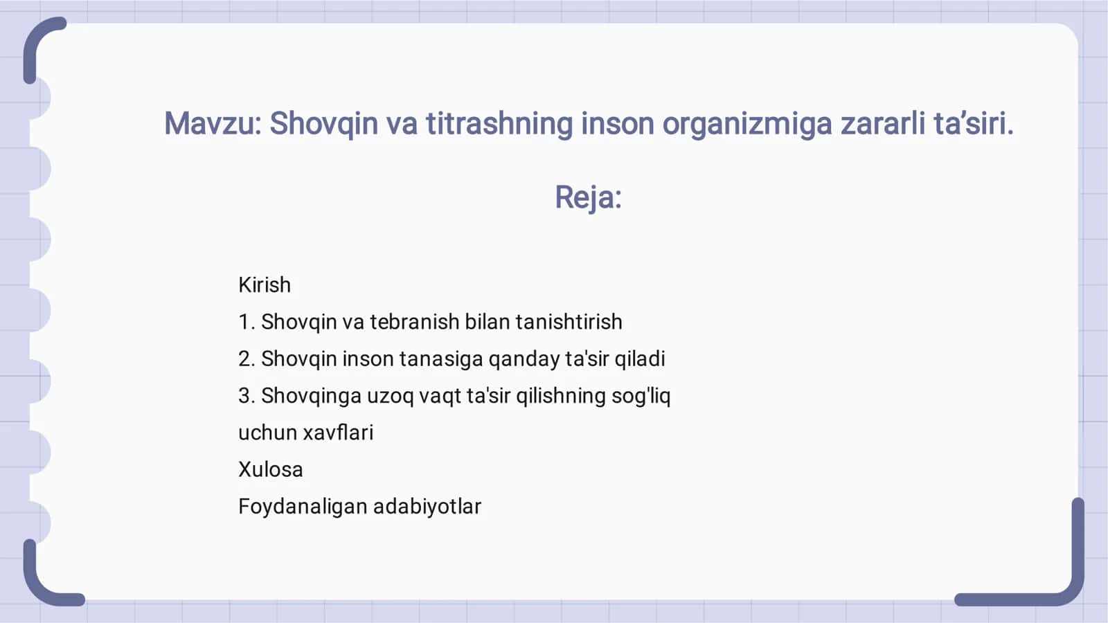 Shovqin va titrashning inson organizmiga zararli ta’siri