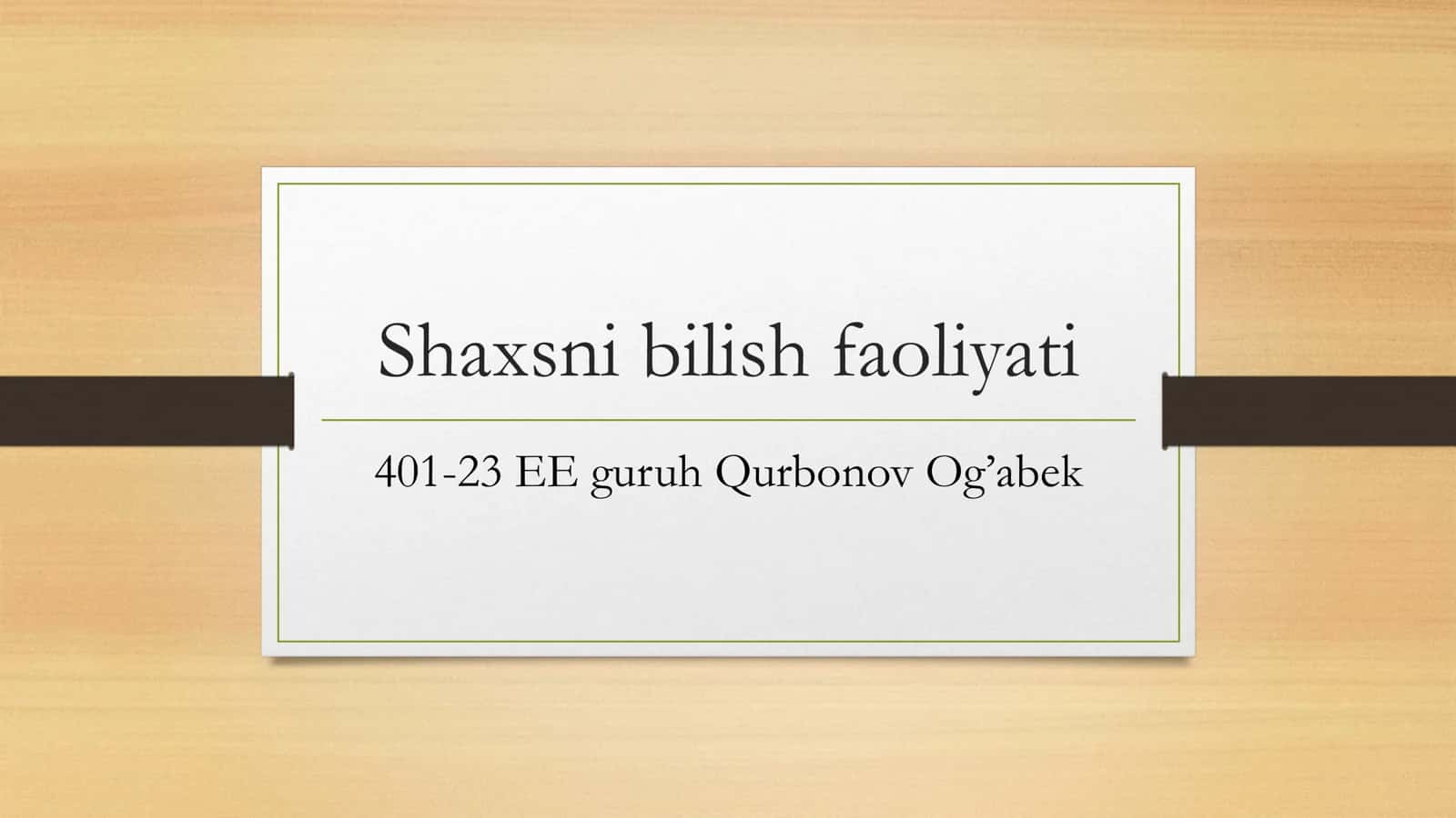 Shaxsni bilish faoliyati