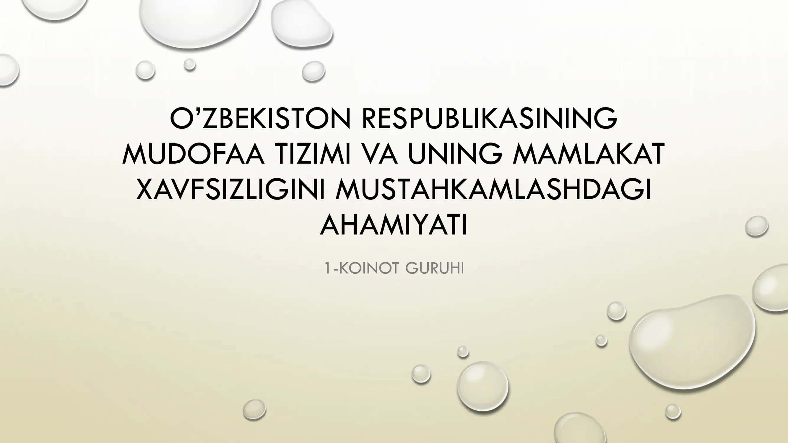 O'ZBEKISTON RESPUBLIKASINING MUDOFAA TIZIMI