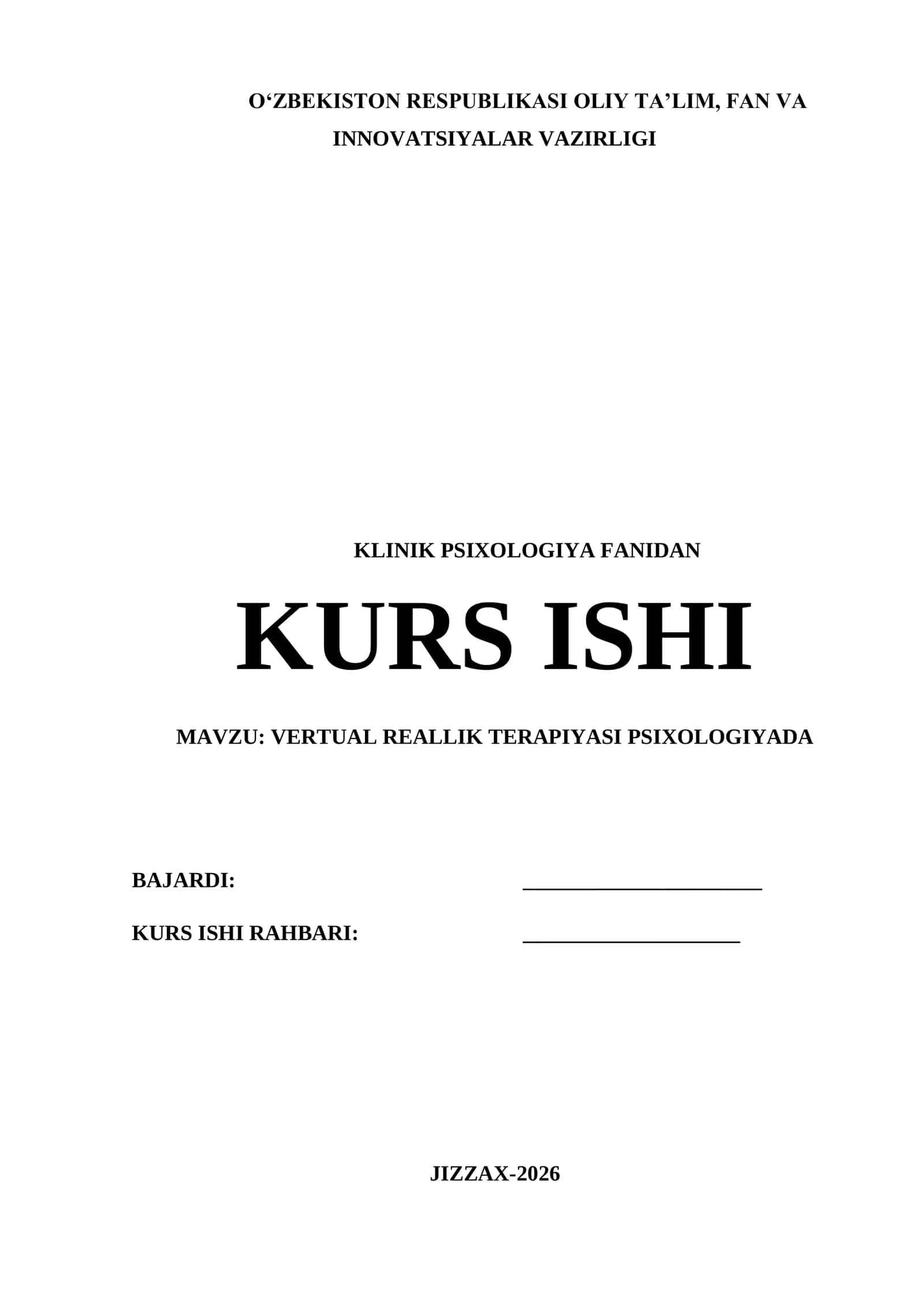VERTUAL REALLIK TERAPIYASI PSIXOLOGIYADA