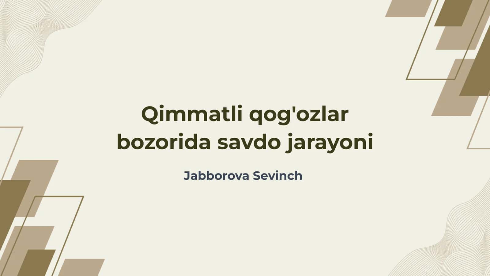 Qimmatli qog'ozlar bozorida savdo jarayoni