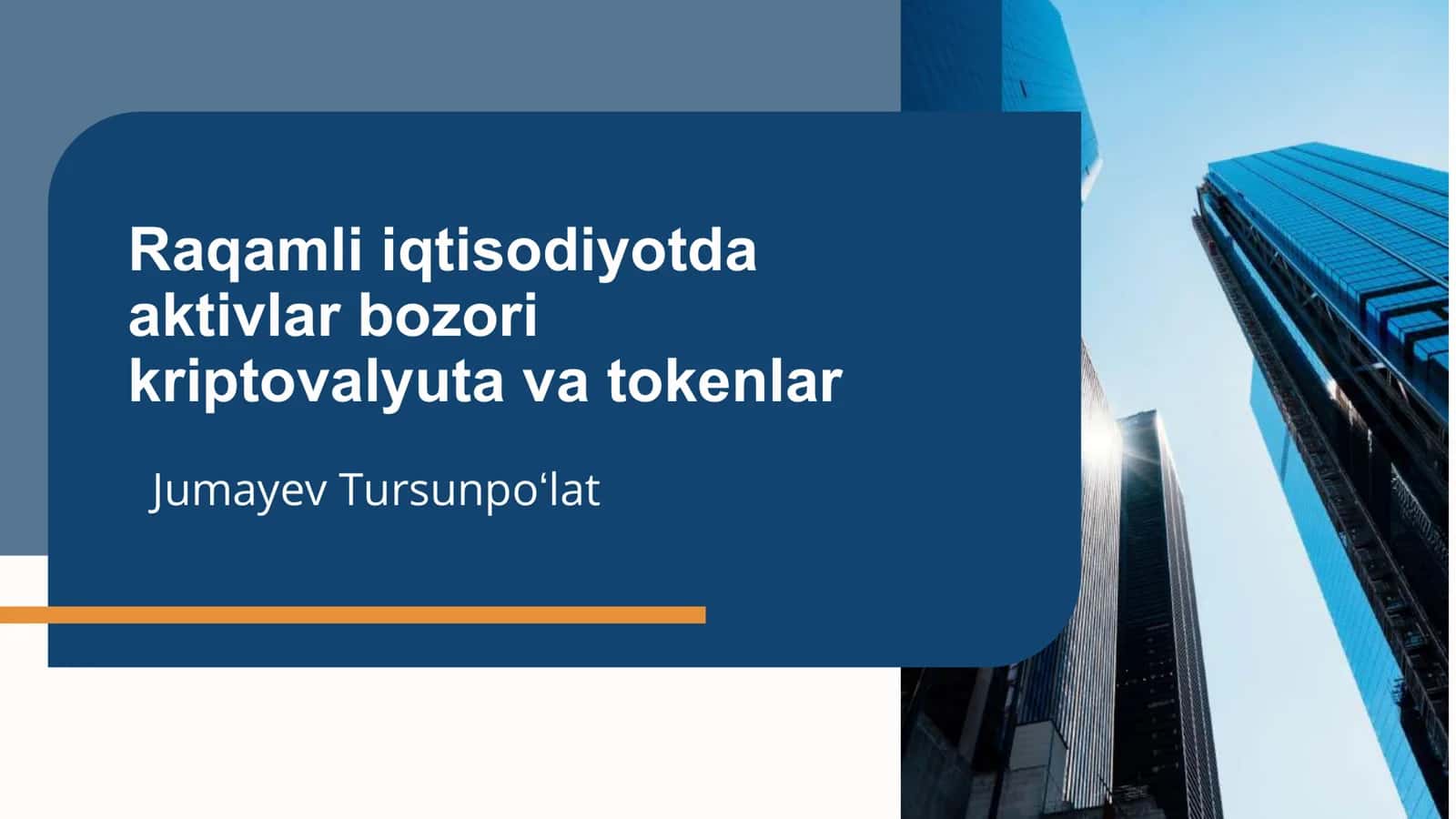 Raqamli iqtisodiyotda aktivlar bozori kriptovalyuta va tokenlar