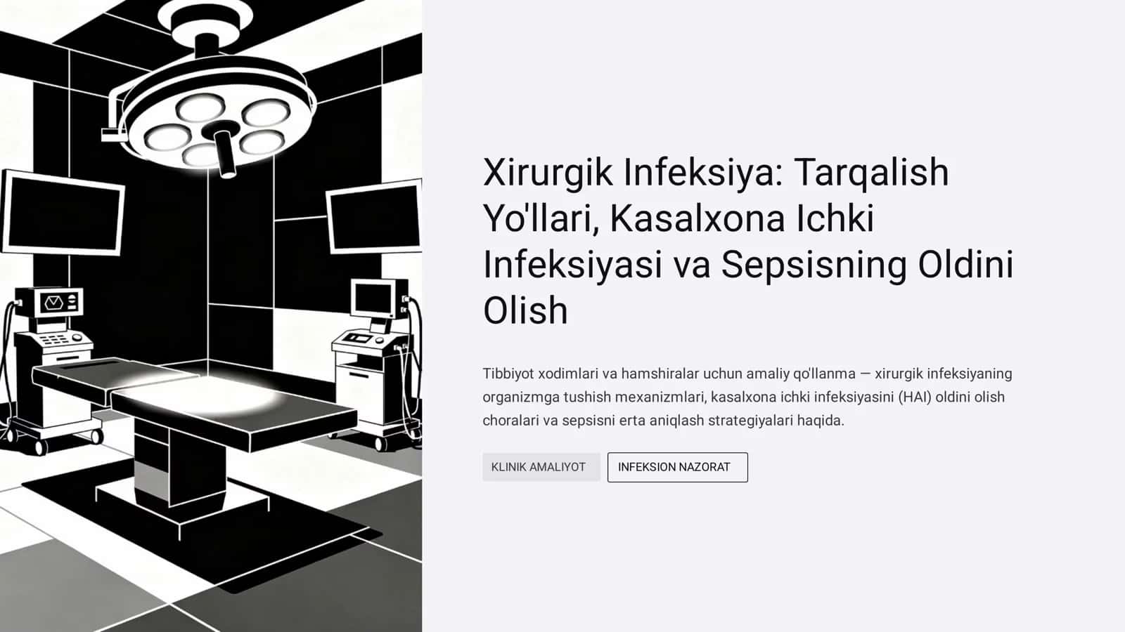 Xirurgik Infeksiya: Tarqalish Yo'llari, Kasalxona Ichki Infeksiyasi va Sepsisning Oldini Olish