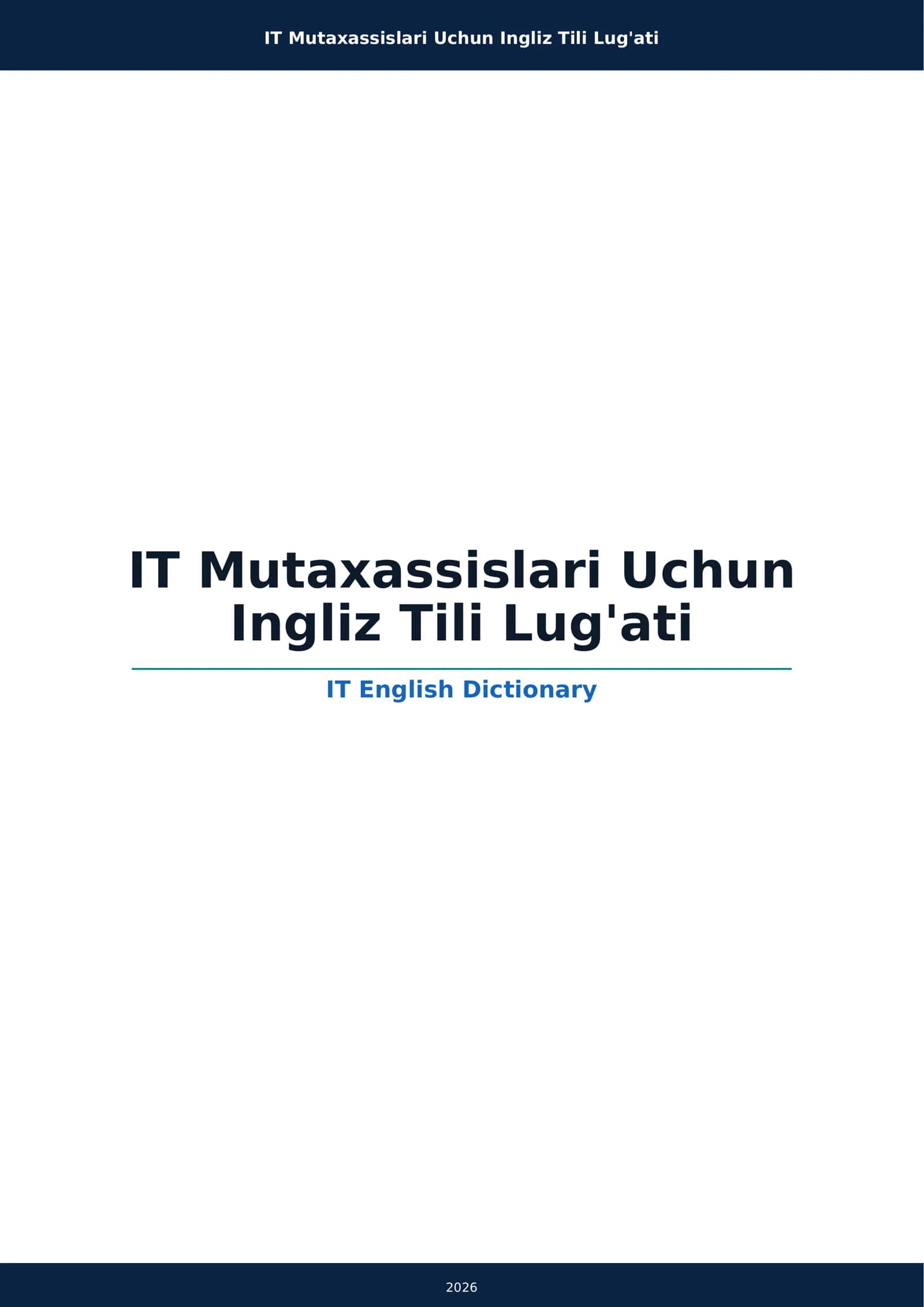 IT Mutaxassislari Uchun Ingliz Tili Lug'ati
