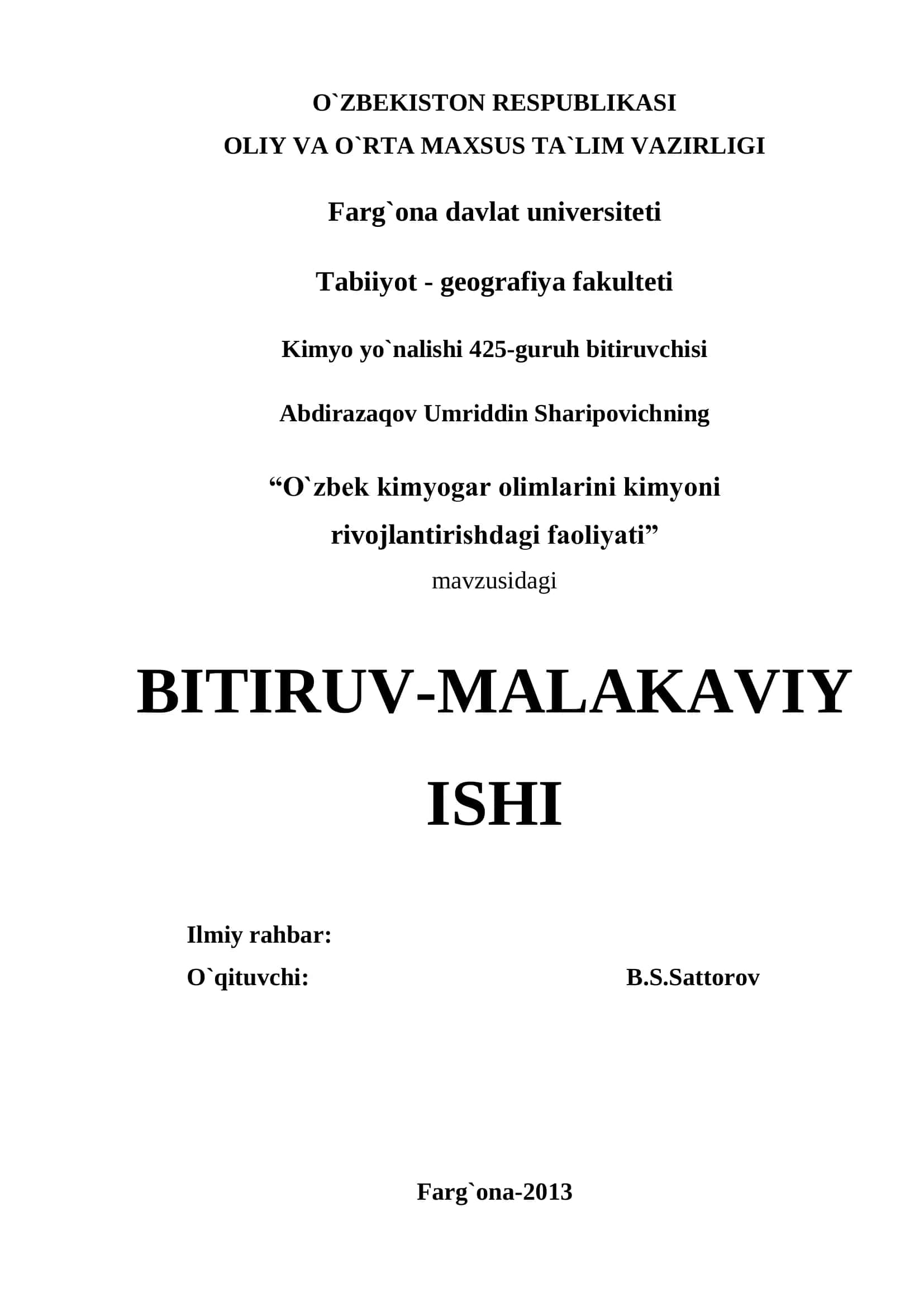 Kimyo fani tarixi va sanoatini rivojlanish bosqichlari