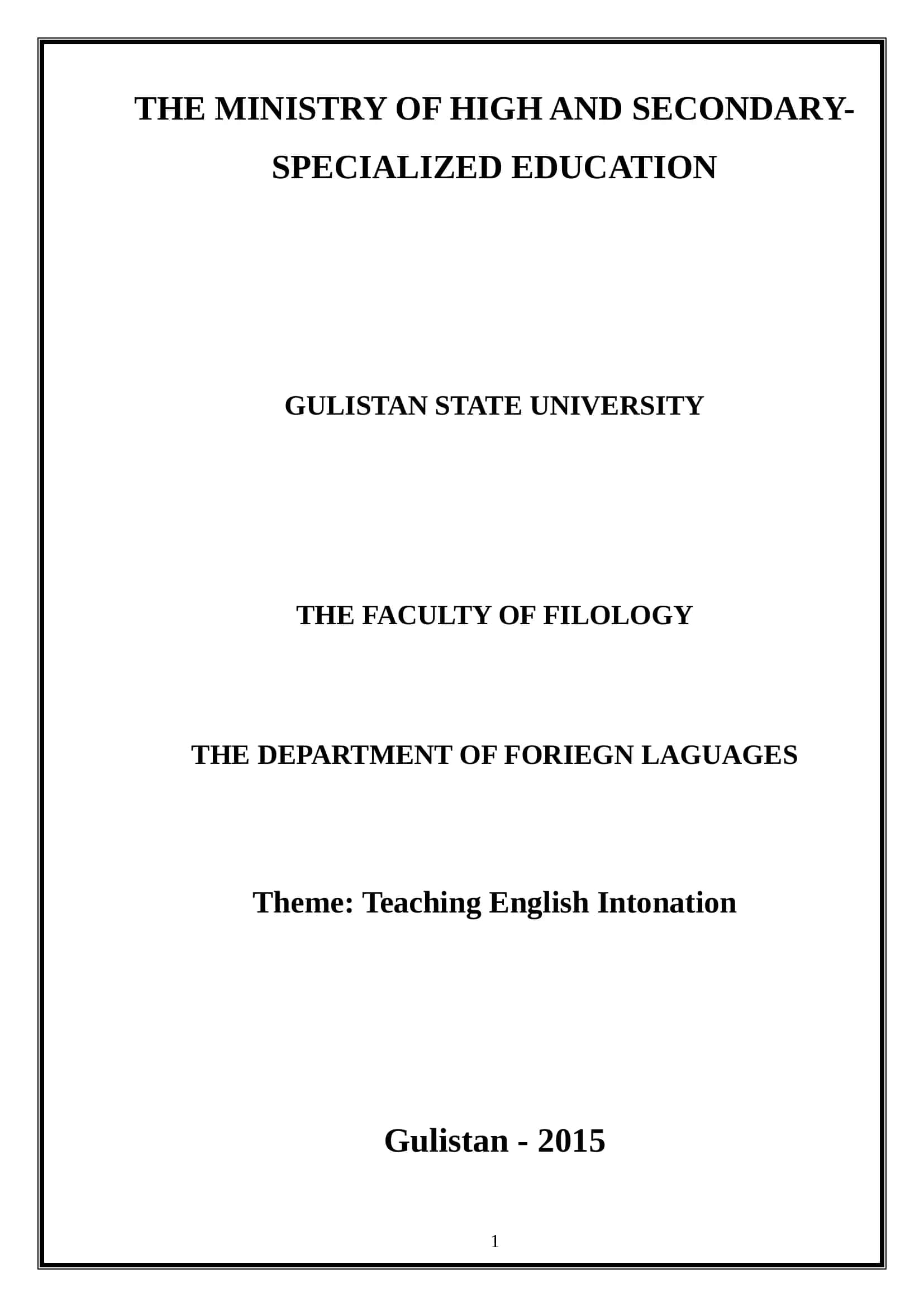Teaching English Intonation