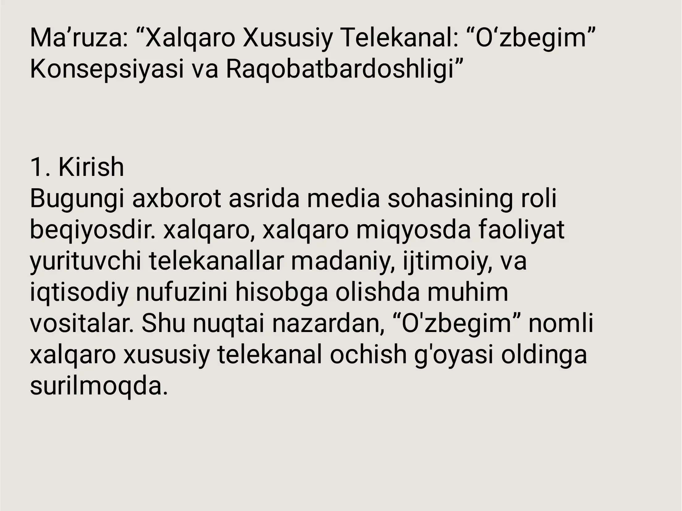 O'zbegim