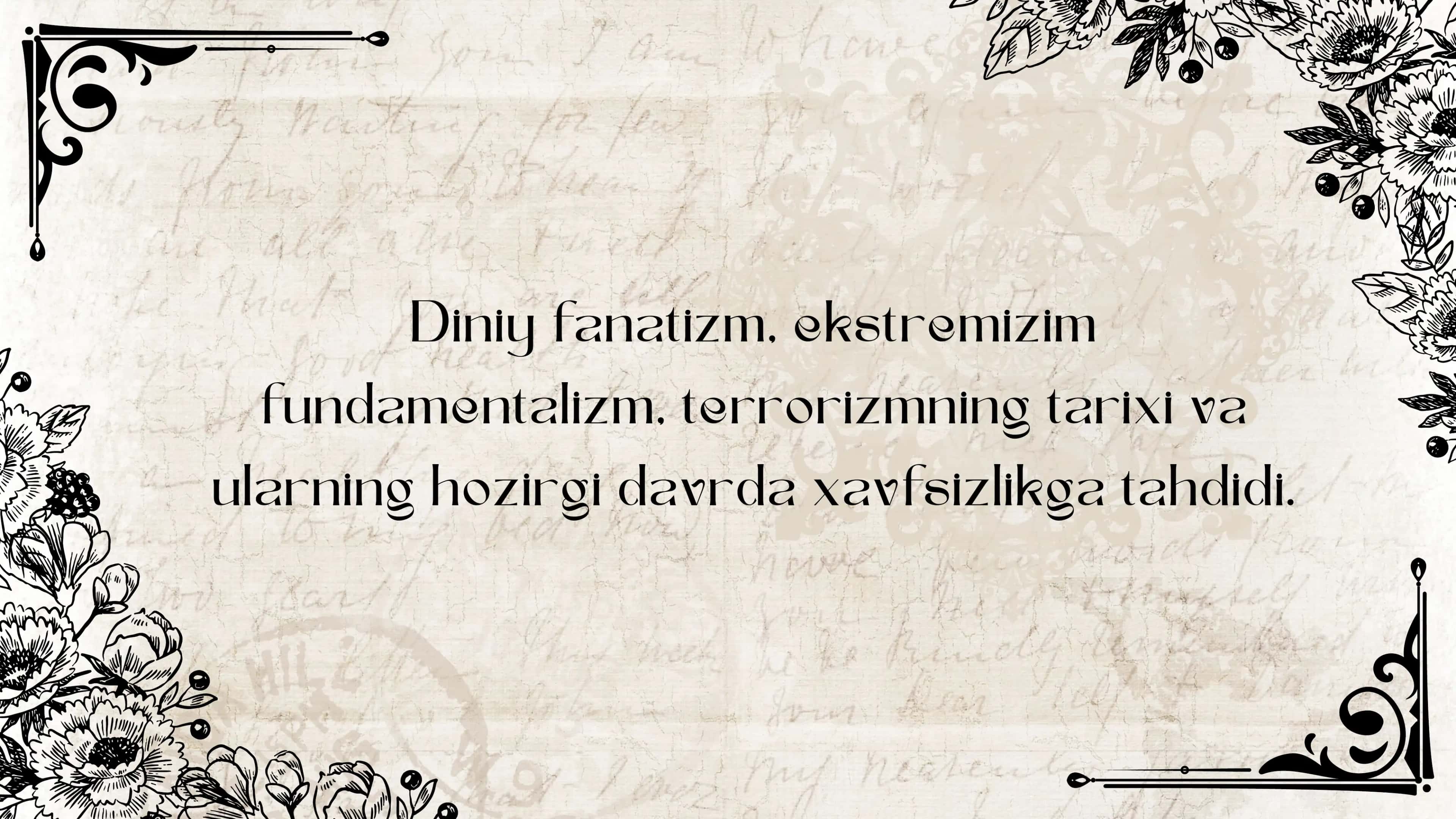 Dinniy fanatizm ekstremizm terrorizm