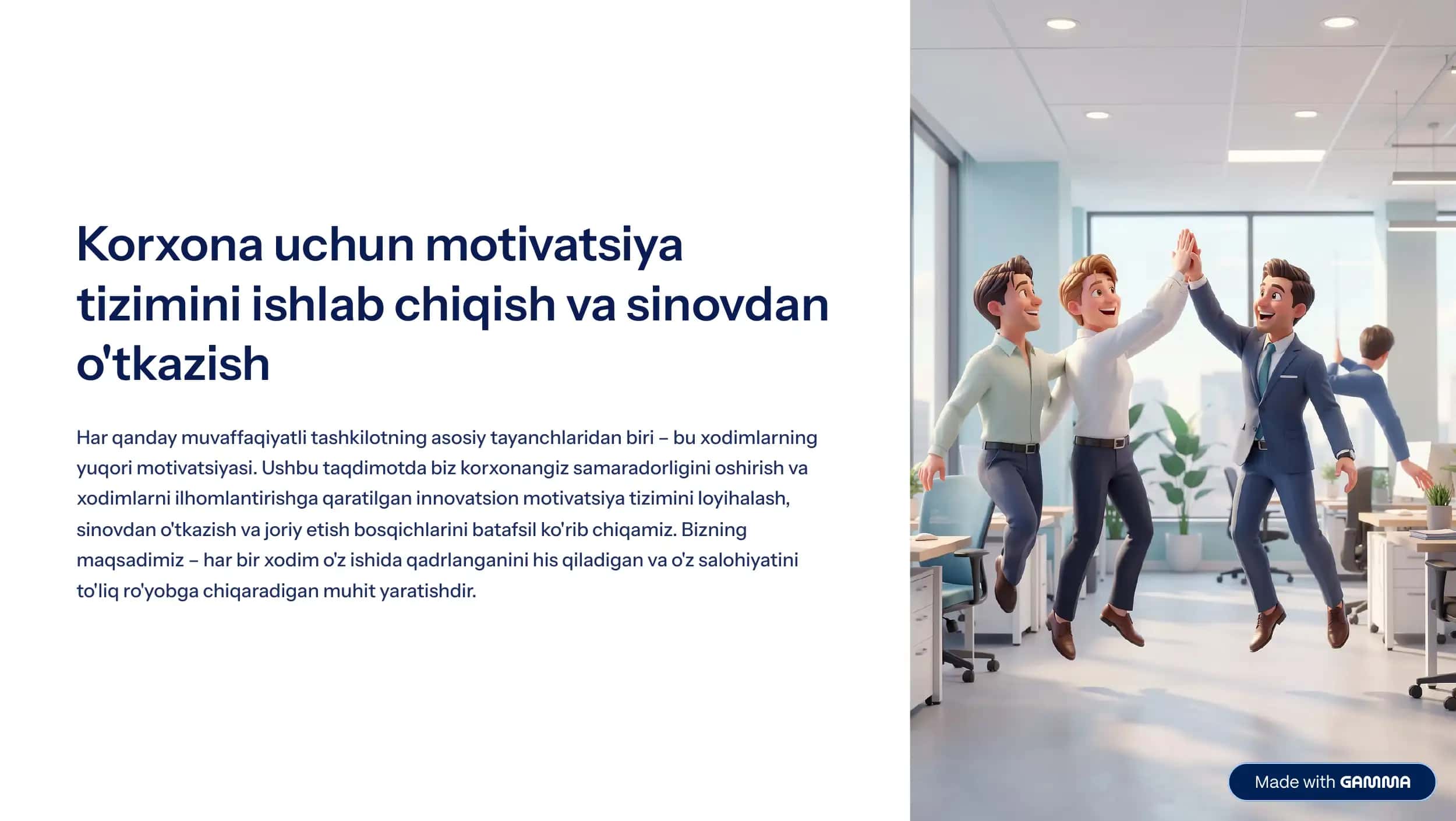 Korxona uchun motivatsiya tizimi