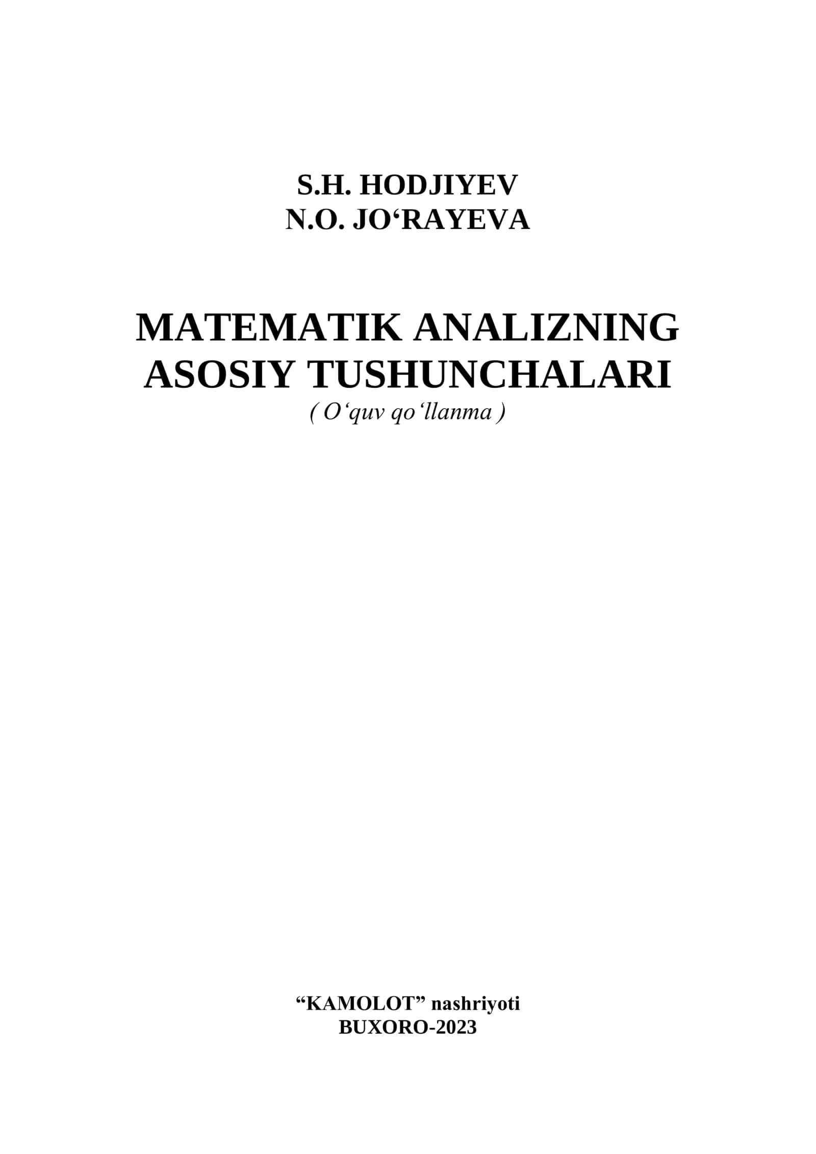MATEMATIK ANALIZNING ASOSIY TUSHUNCHALARI