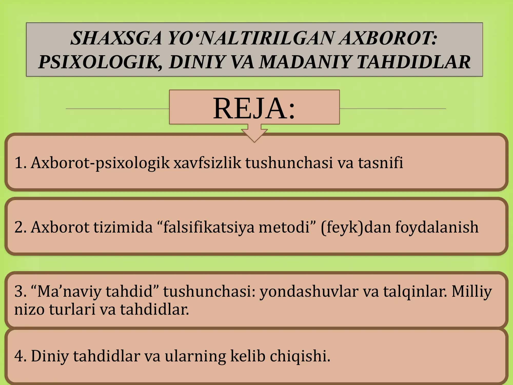 Axborot tizimida “falsifikatsiya mеtodi” (fеyk)dan foydalanish