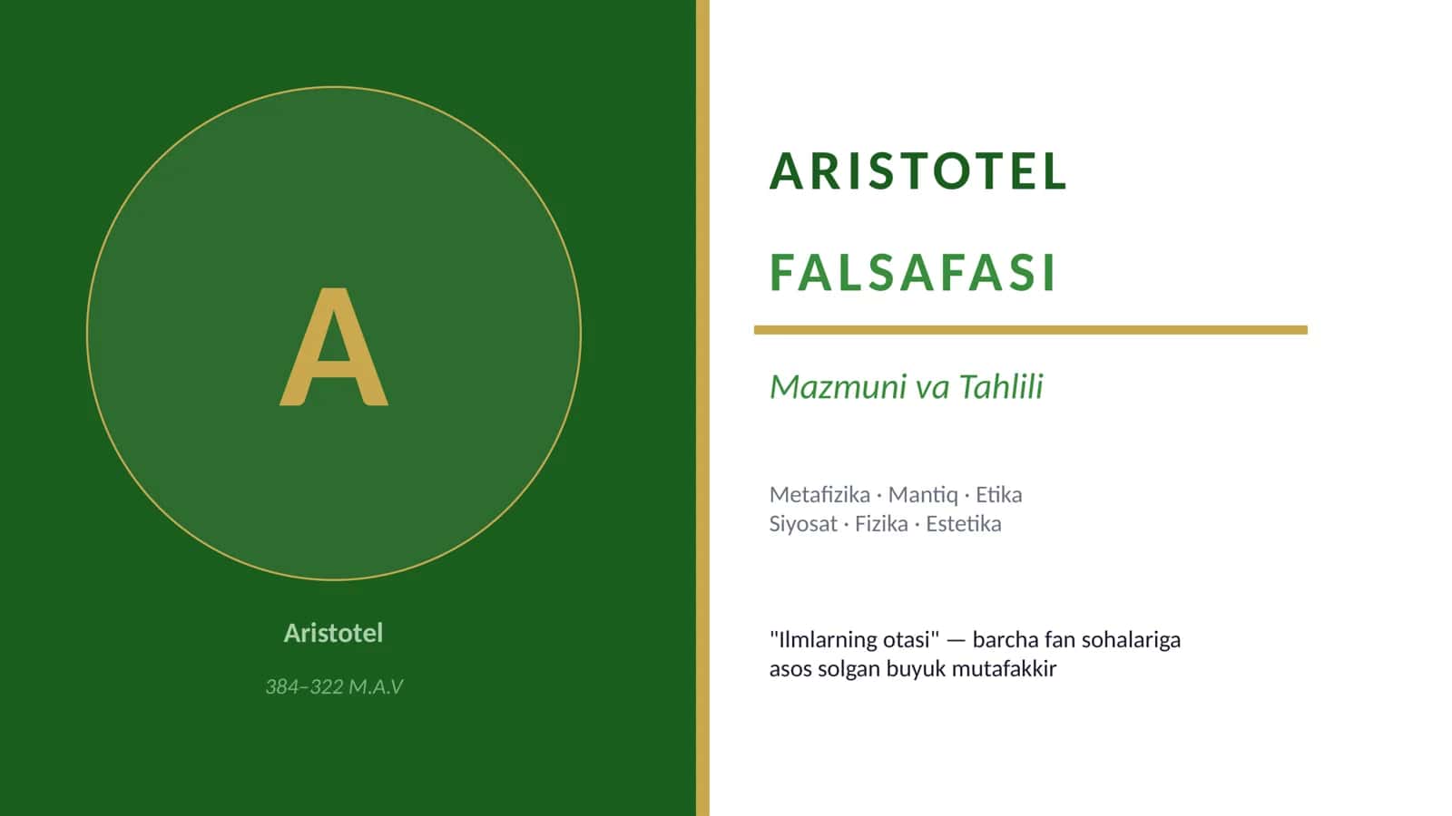 ARISTOTEL FALSAFASI