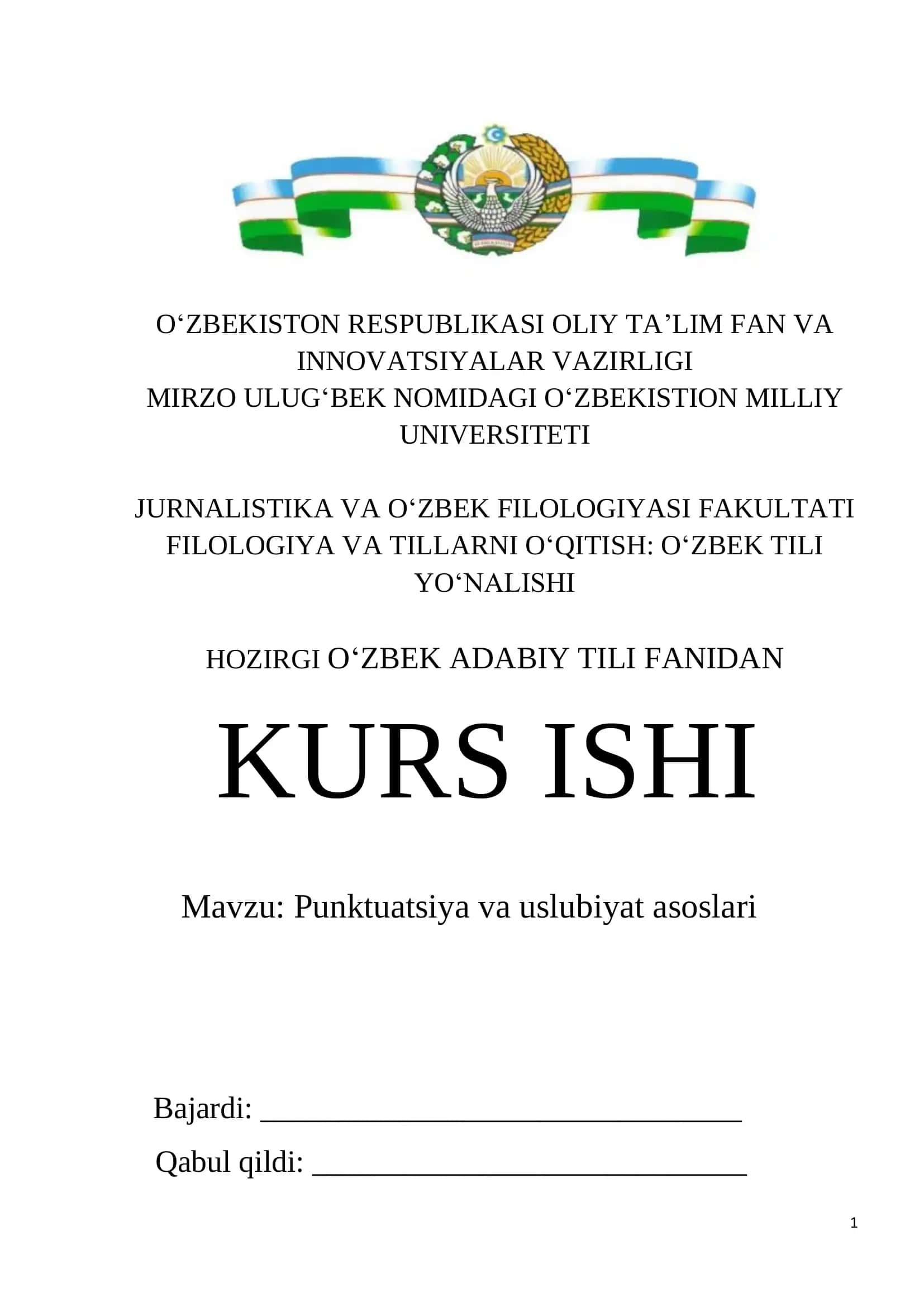 Punktuatsiya va uslubiyat asoslari