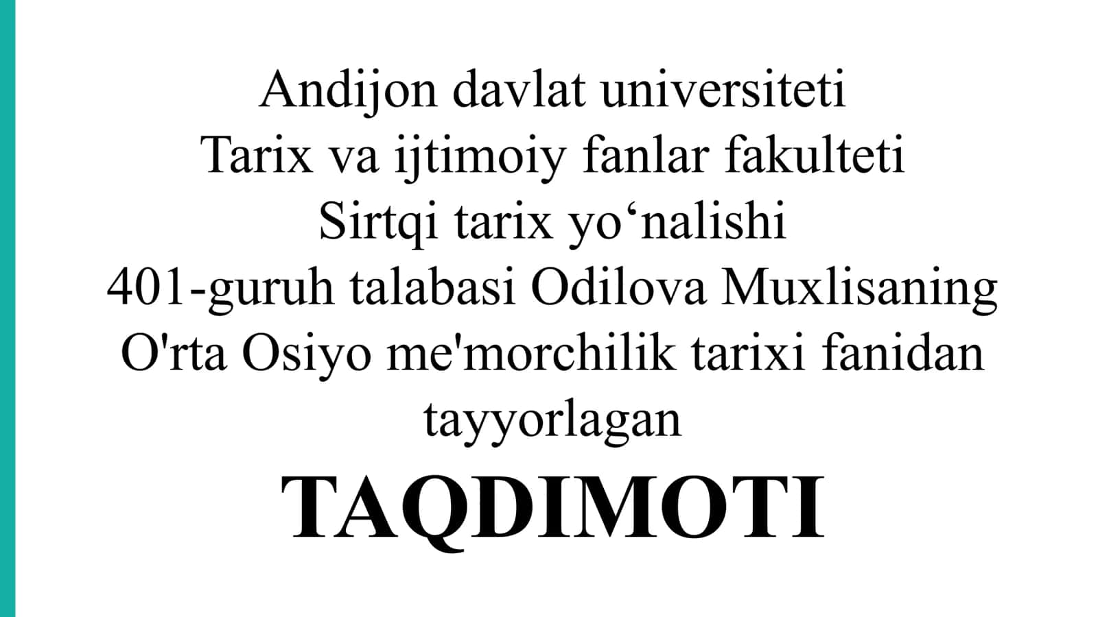 IBTIODIY JAMOA ME'MORCHILIK TARIXI