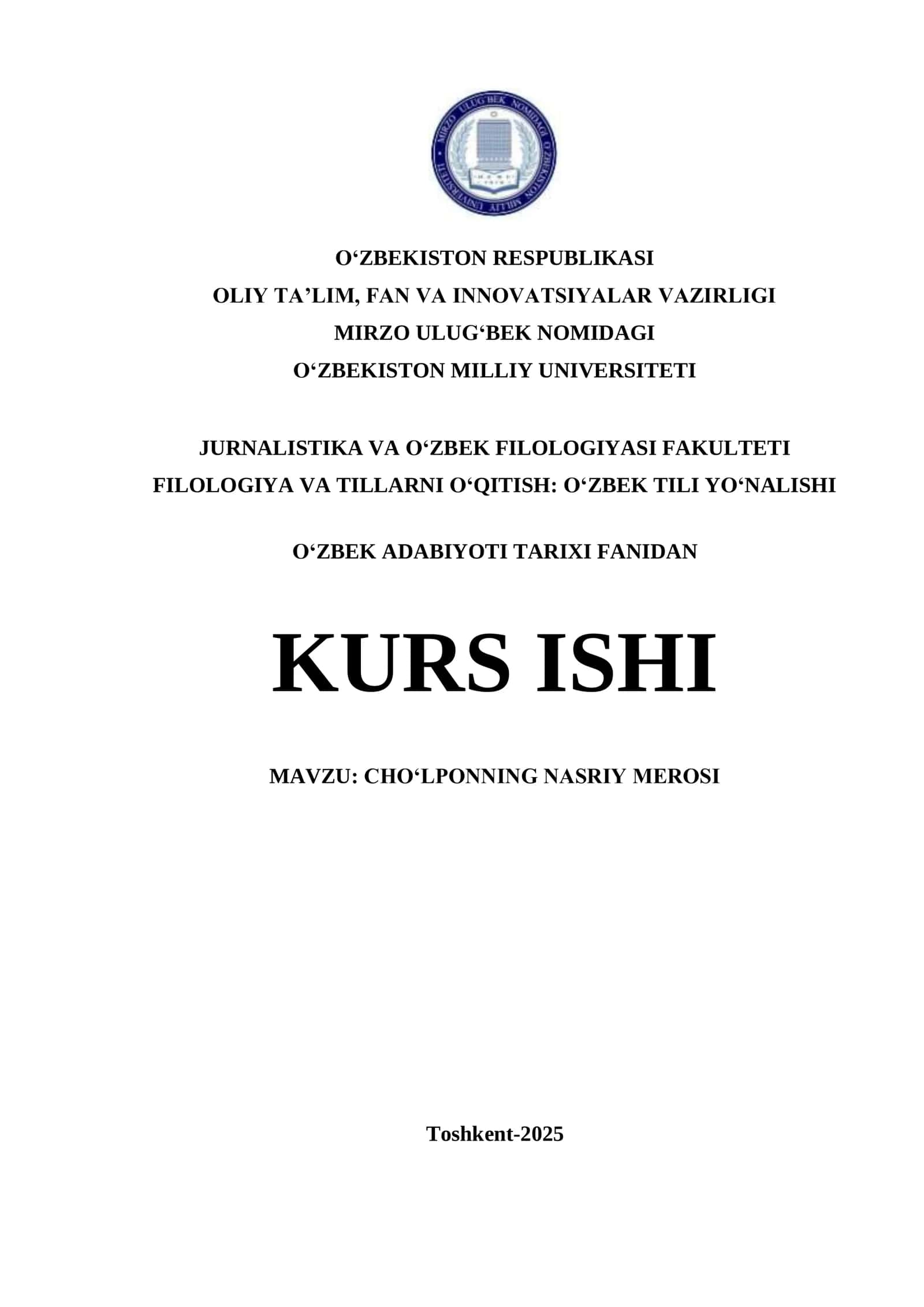 CHO‘LPONNING NASRIY MEROSI