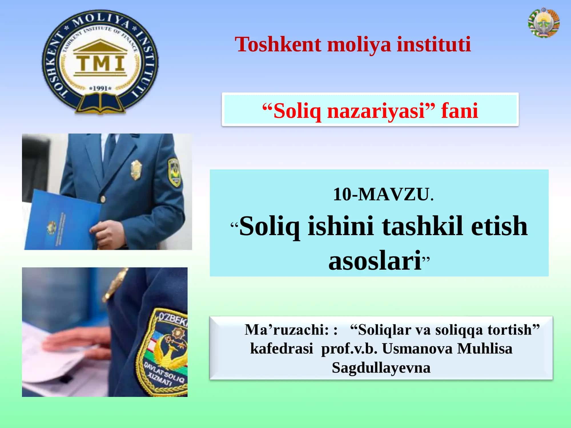 Soliqlar va soliqqa tortish (II qism) Soliq nazariyasi