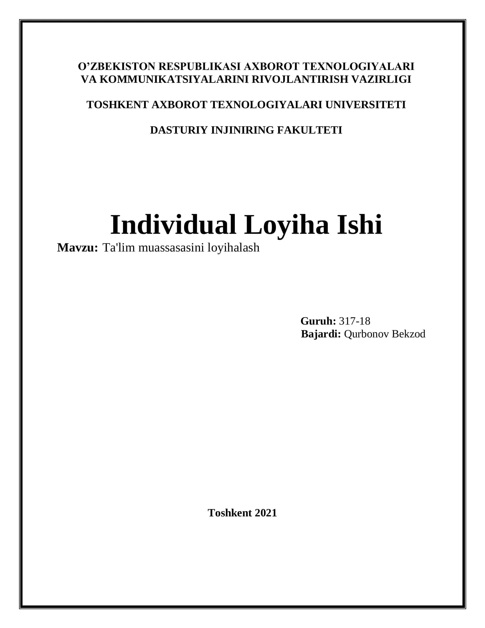 Ta'lim muassasasini loyihalash