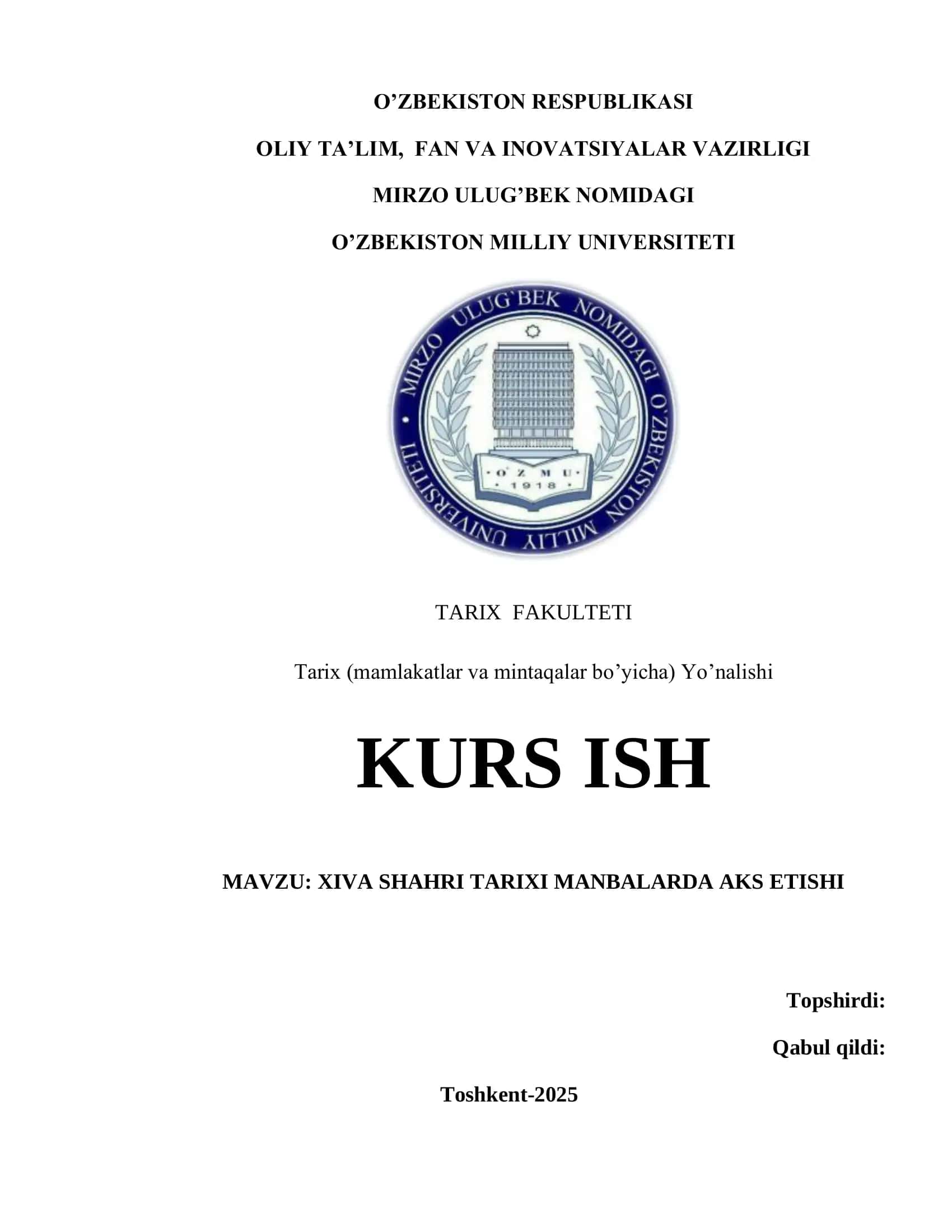 XIVA SHAHRI TARIXI MANBALARDA AKS ETISHI