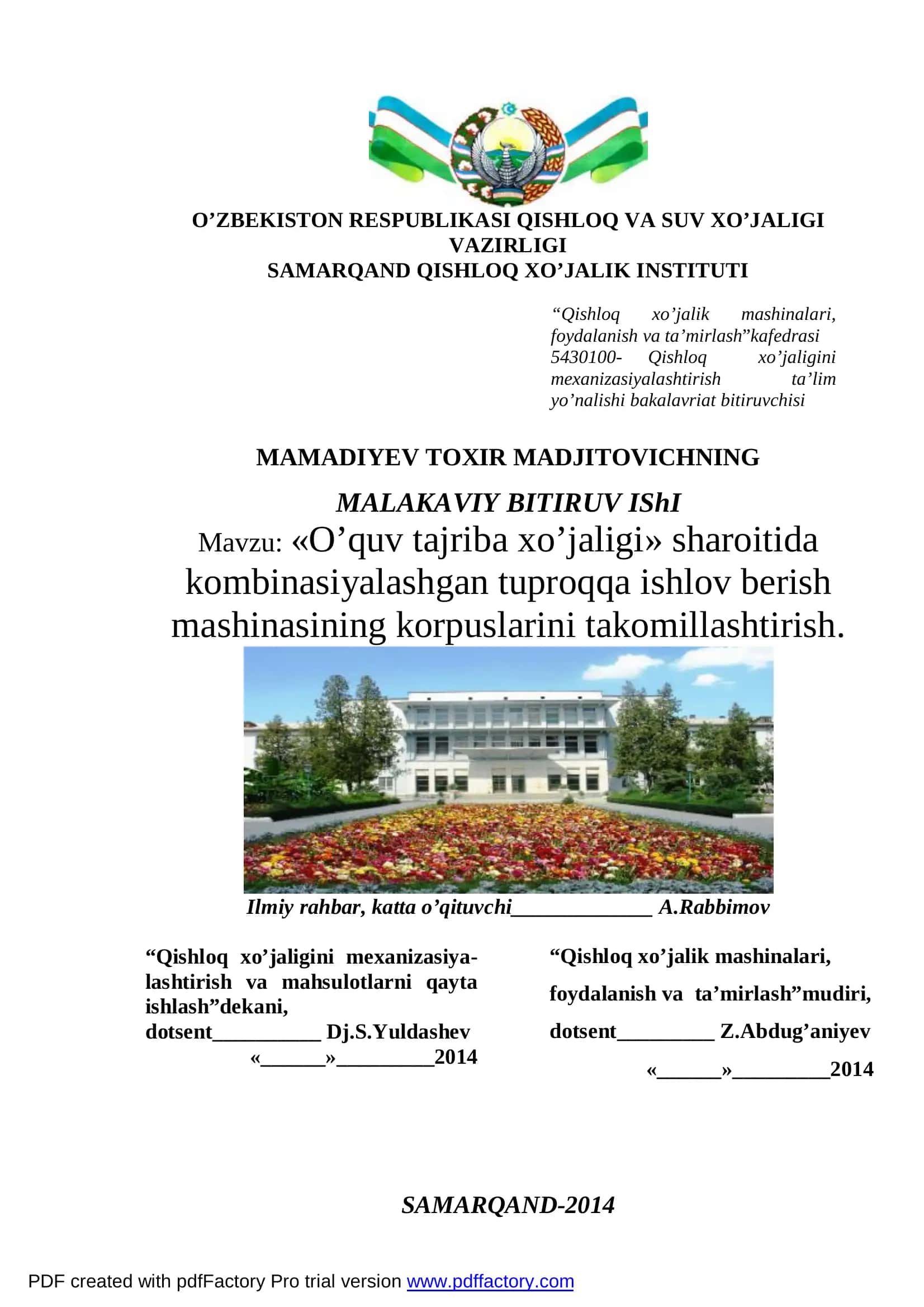 O’quv tajriba xo’jaligi