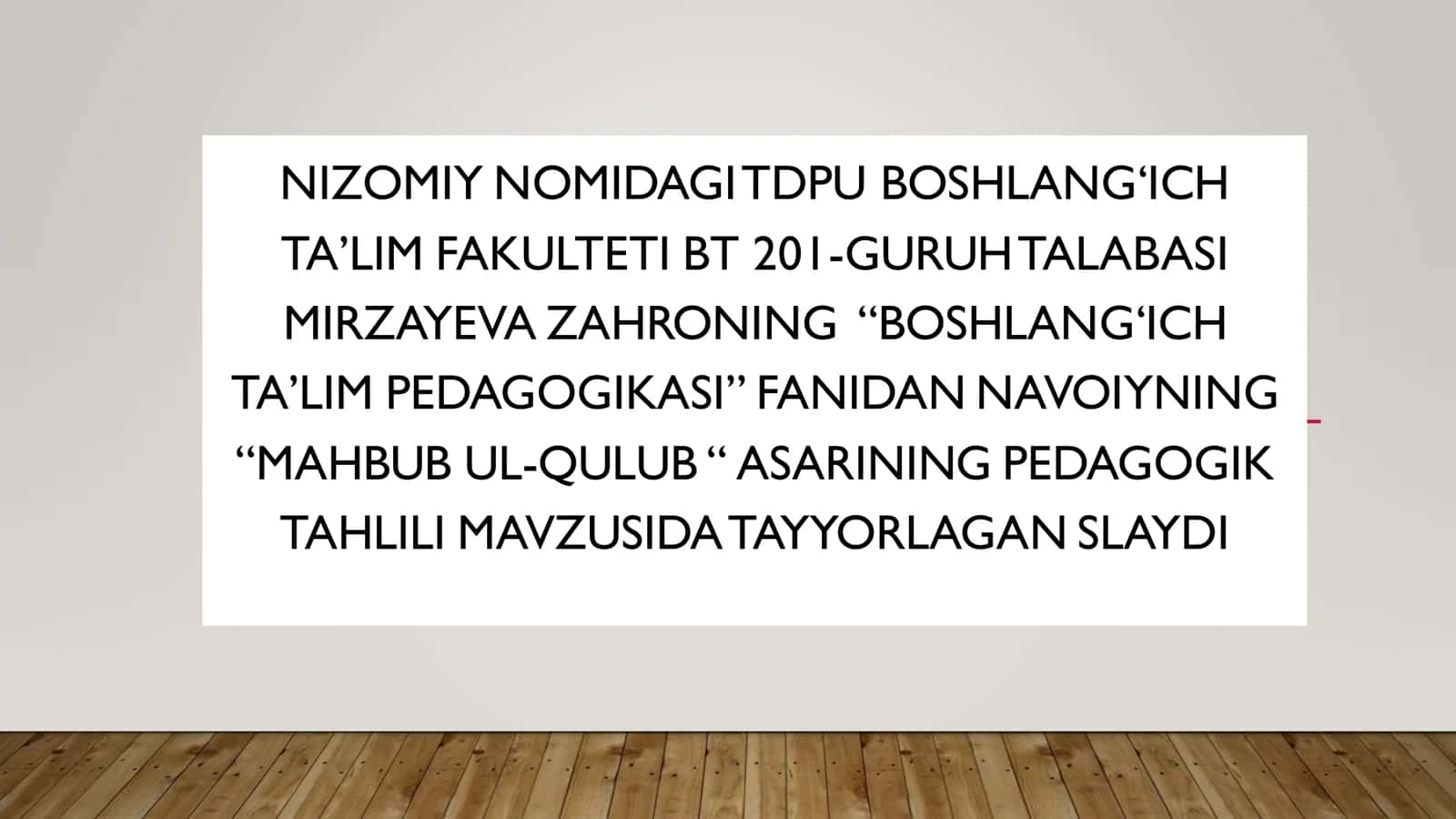 Mahbub ul-Qulub asarining pedagogik tahlili