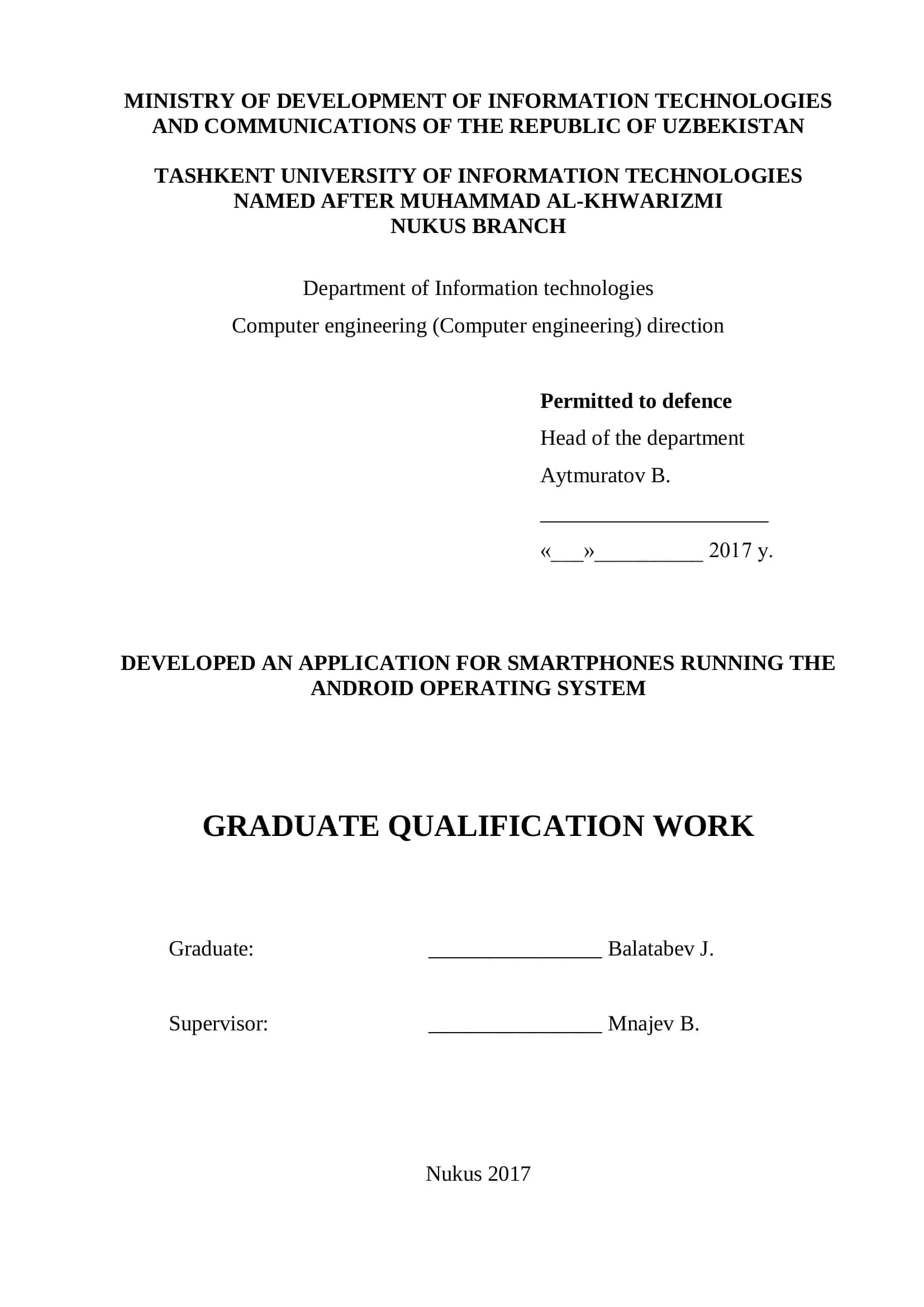 Application for smartphones running the Android operating system