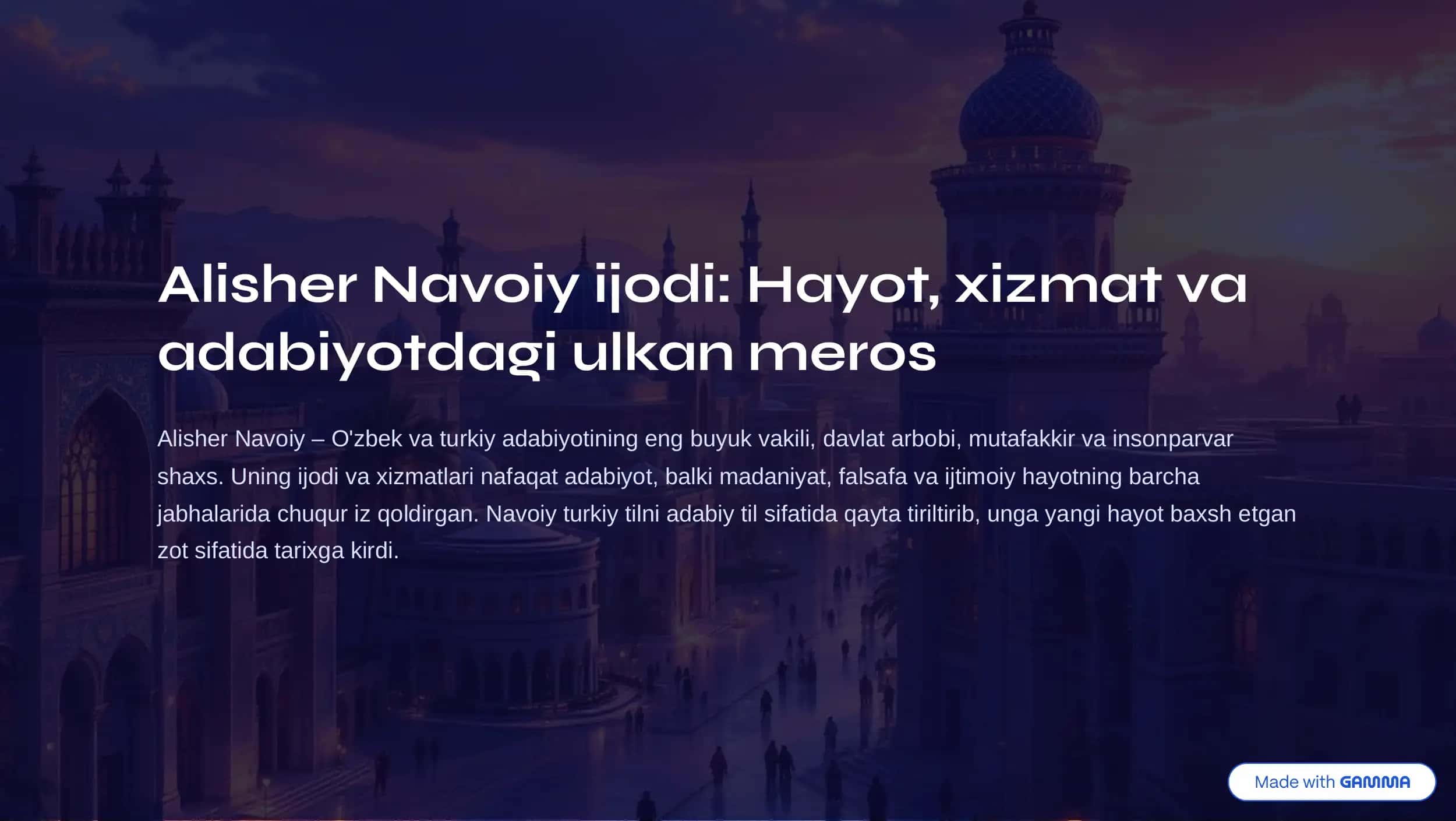 Alisher Navoiy ijodi