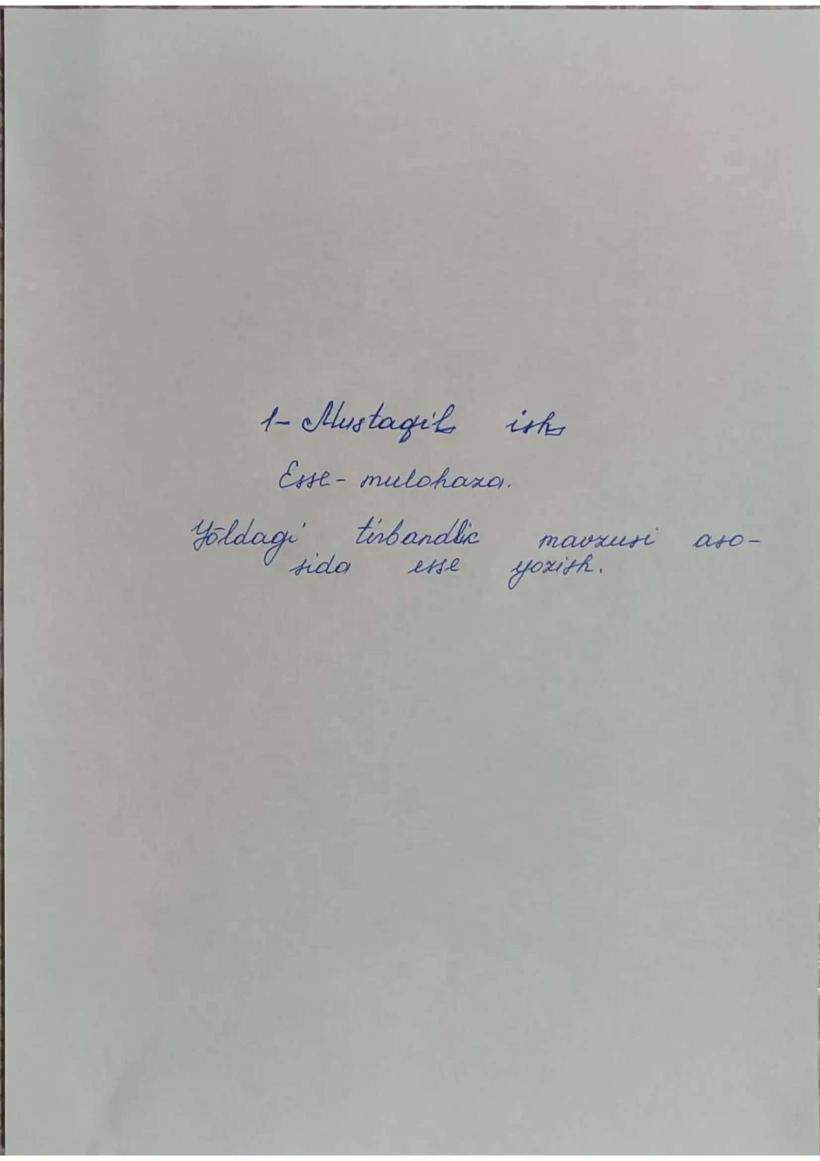 Yo'ldagi tirbandlik mavzusi asosida esse (qo'l yozma)